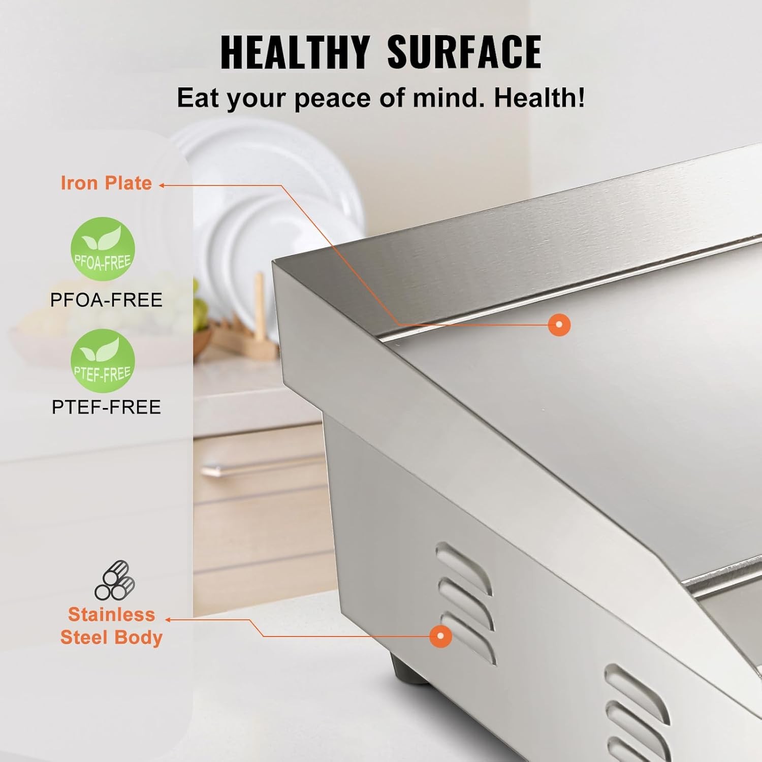 VEVOR Commercial Electric Griddle, 22″, 1600W Countertop Flat Top Griddle,110V