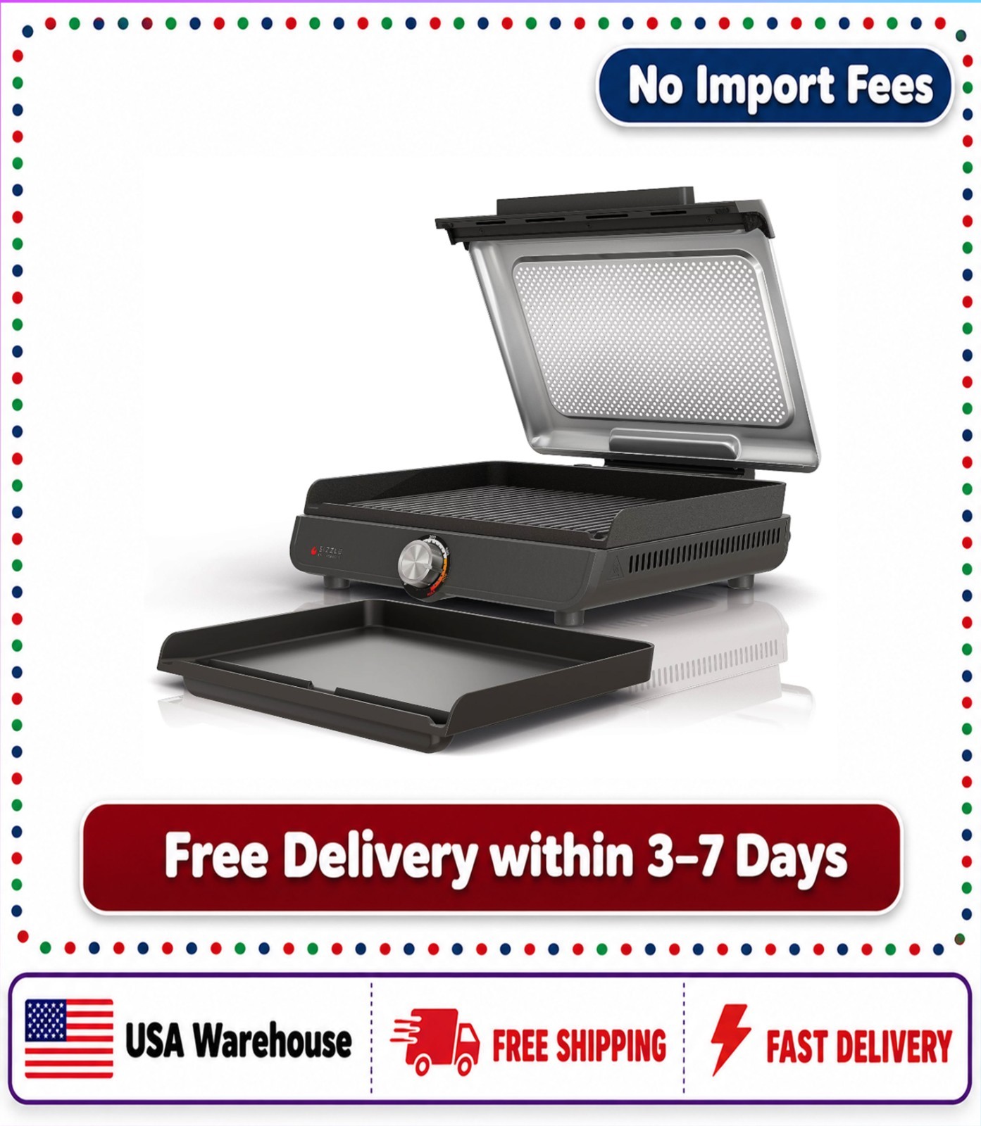 Ninja Sizzle Smokeless 14″ Indoor Grill & Griddle – NEW BOX !!