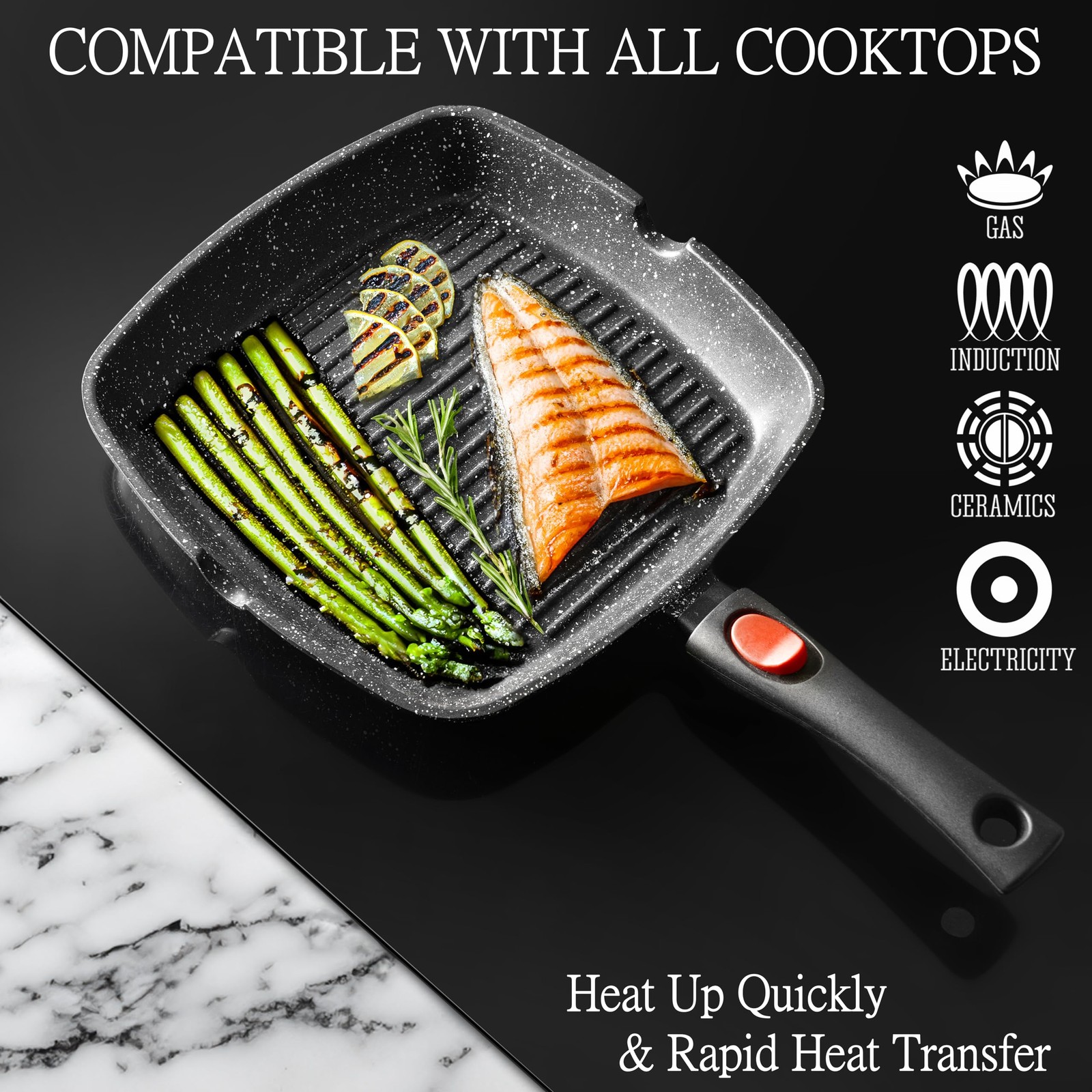 Moss & Stone Square Size: 11″x11″ pan (10.5″ cook area), 7.1″ handle, Black