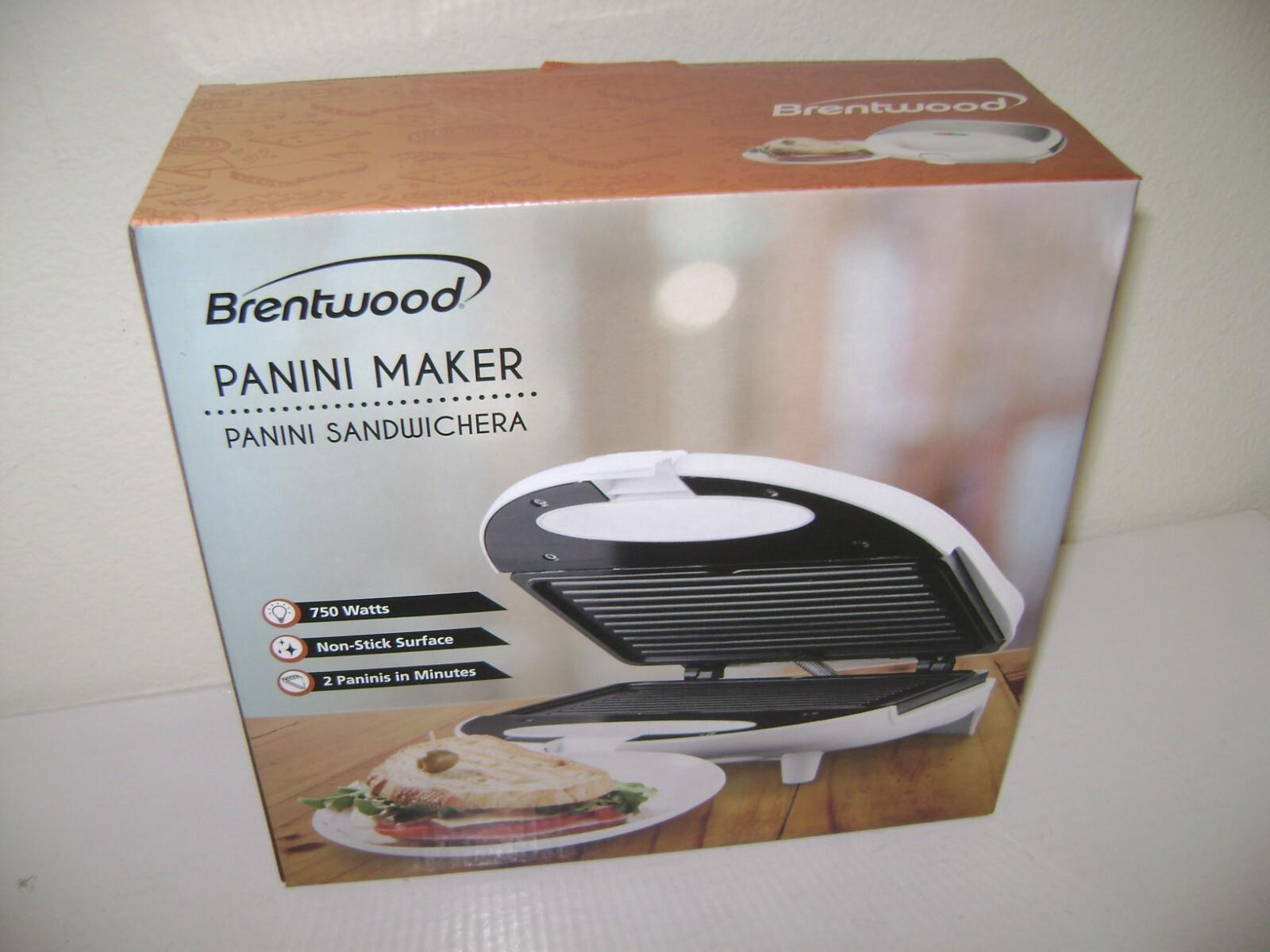 Brentwood Panini Maker, TS-245, White, Non-Stick, Press Sandwich Maker, NEW