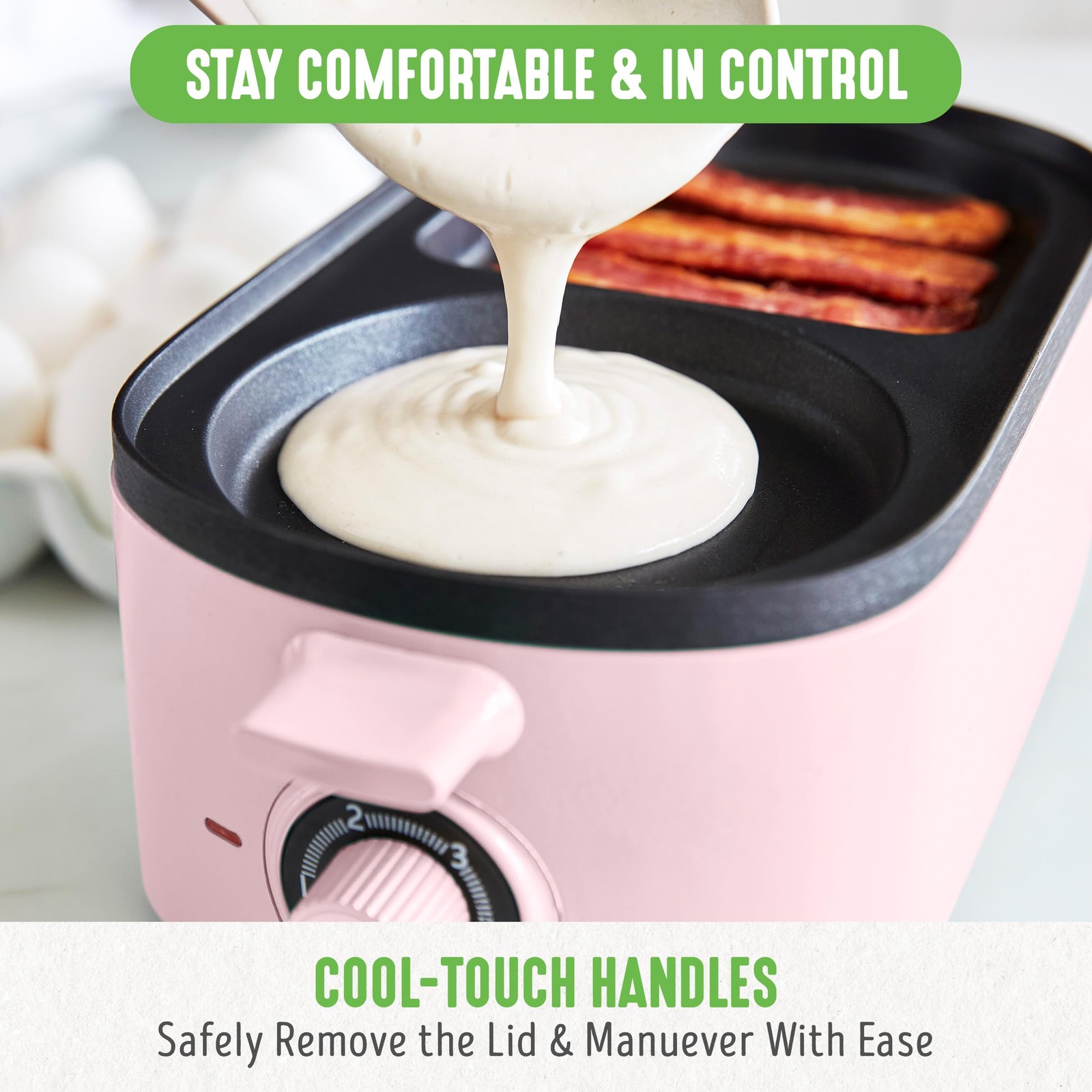 GreenLife 3-in-1 Breakfast Maker Station, Healthy Ceramic Nonstick Dual Gridd…