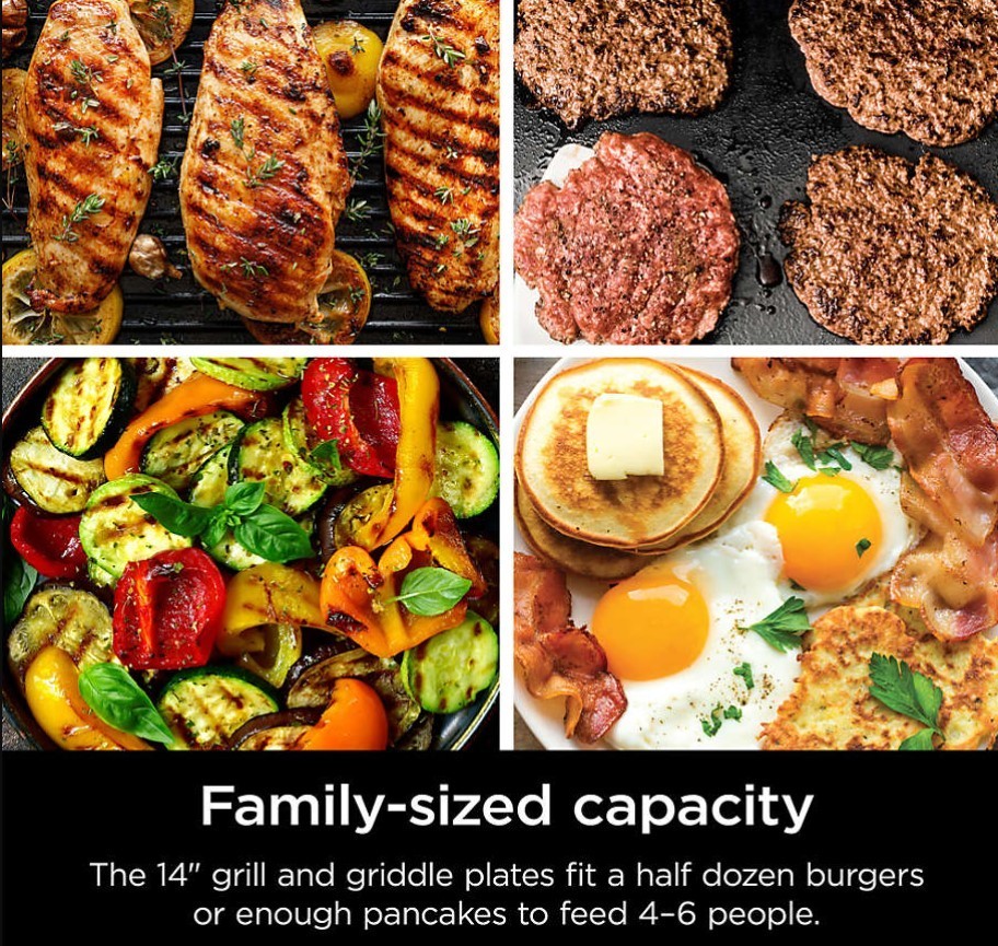 Ninja GR101 Sizzle Smokeless Indoor Grill & Griddle, 14” Interchangeable Plates