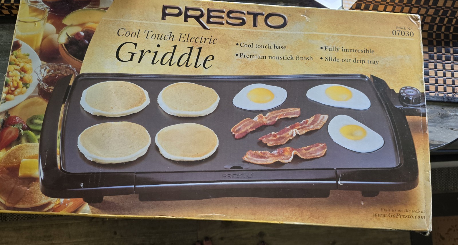 Presto Cool-Touch Electric Black 20″x10″ Griddle Model 07030 New in Original Box