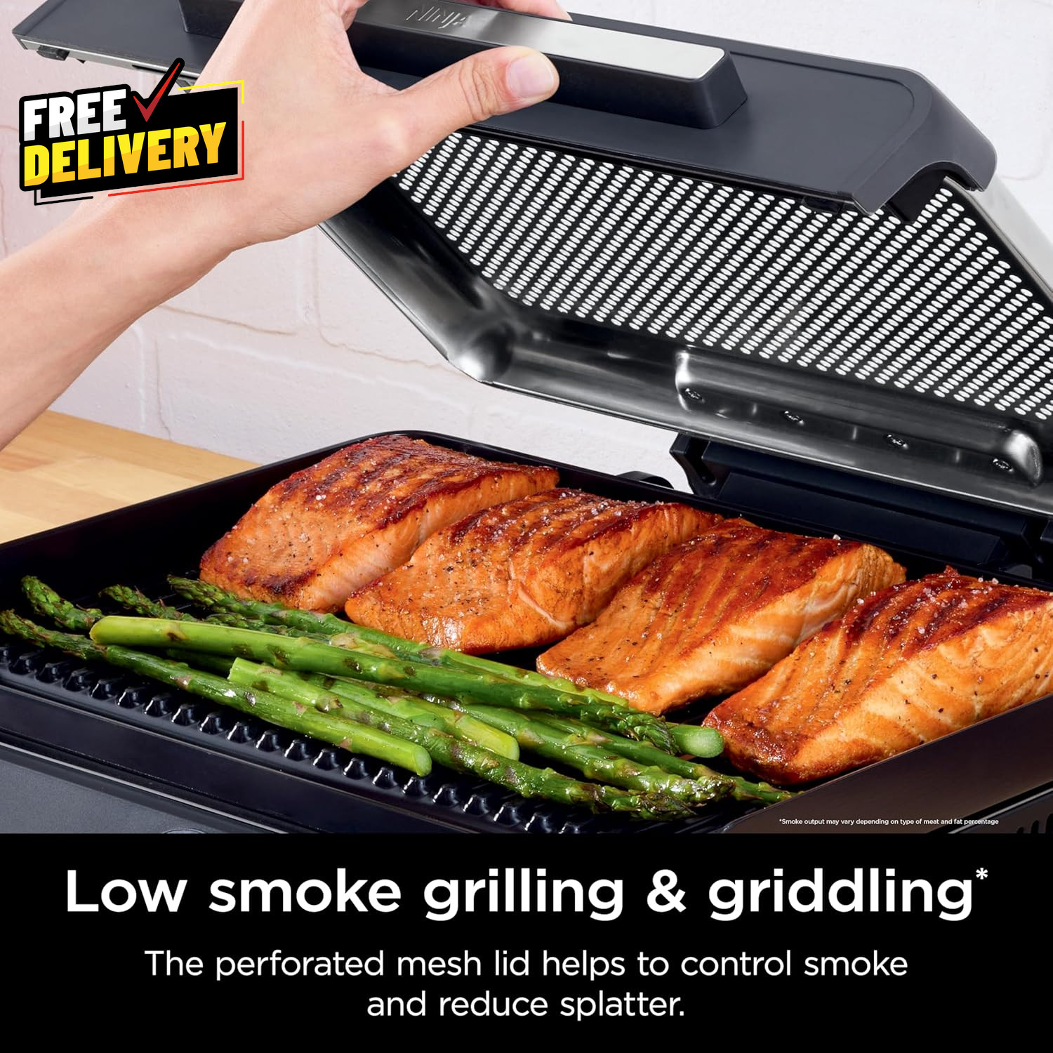 14″ Electric Griddle & Indoor Grill Nonstick Dishwasher Safe Silver GR101