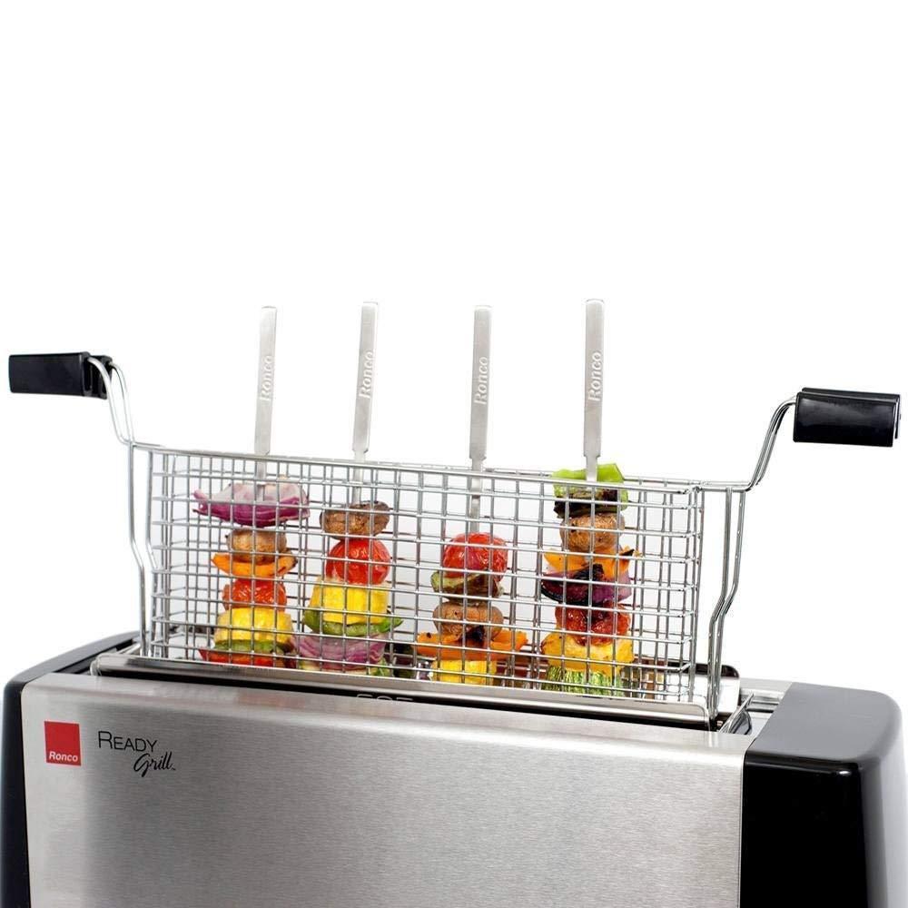 Ronco 5 Pc Set Lot Ready Grill Mesh Basket plus 4 Shish Kabob Rods Healthy Cook