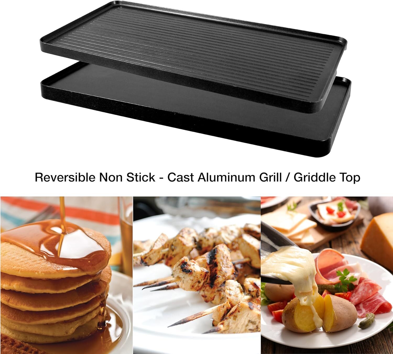 Swissmar Geneva Raclette with Reversible Cast Aluminum Grill 8 Person, Silver