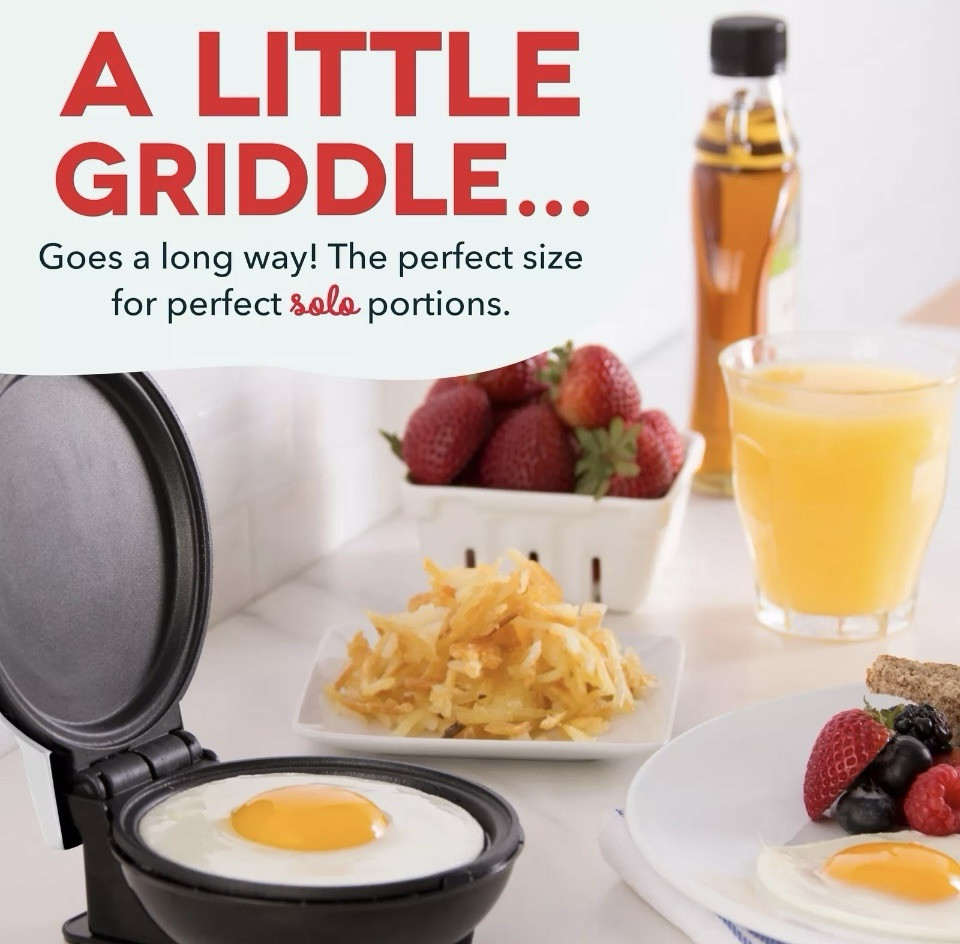 Dash Mini Maker 4” Electric Round Griddle Non Stick Pancakes Eggs Cooking White