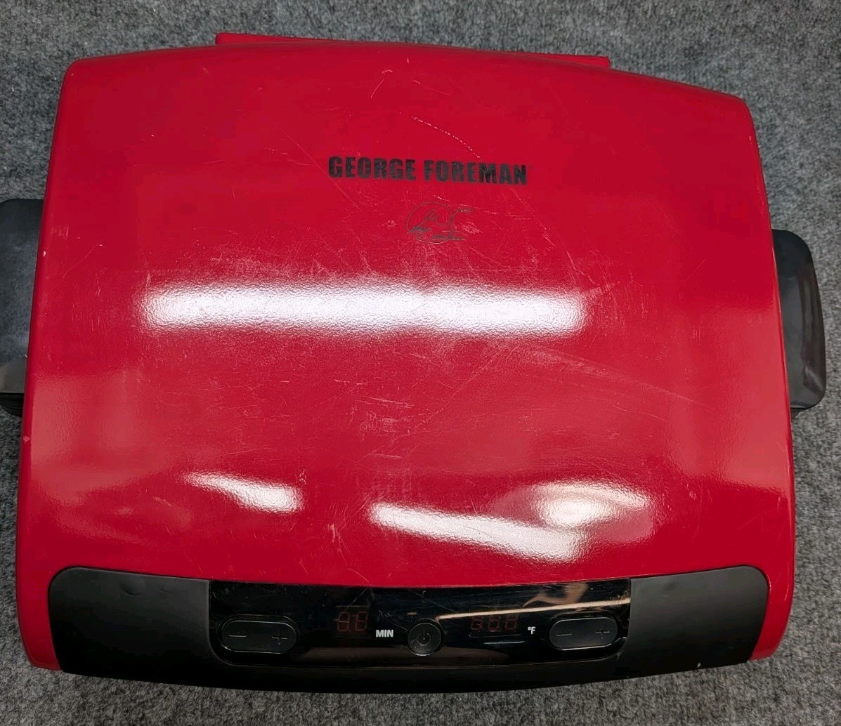 George Foreman GRP95R Red Electric Grill Removable Plates Digital Tested Works