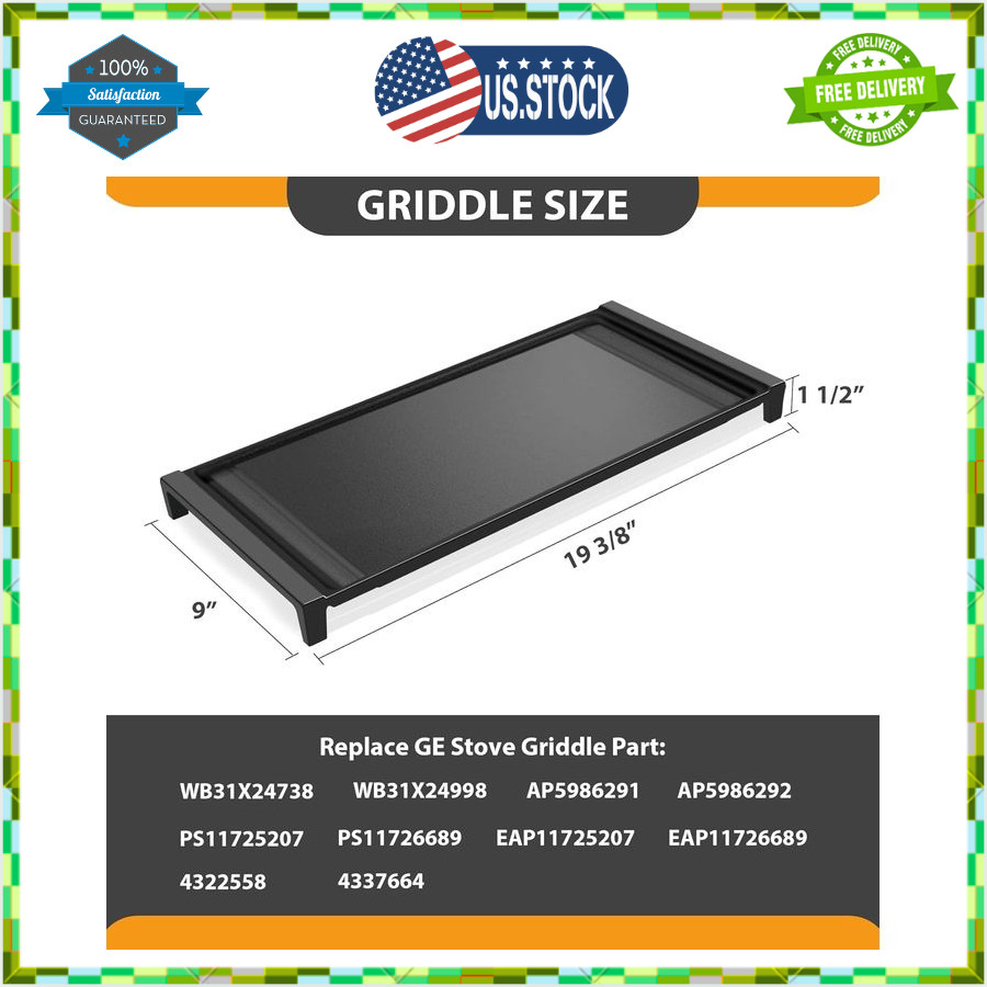 Upgraded WB31X24738 Cast Iron Griddle Compatible With Ge WB31X24738 StoveTop …