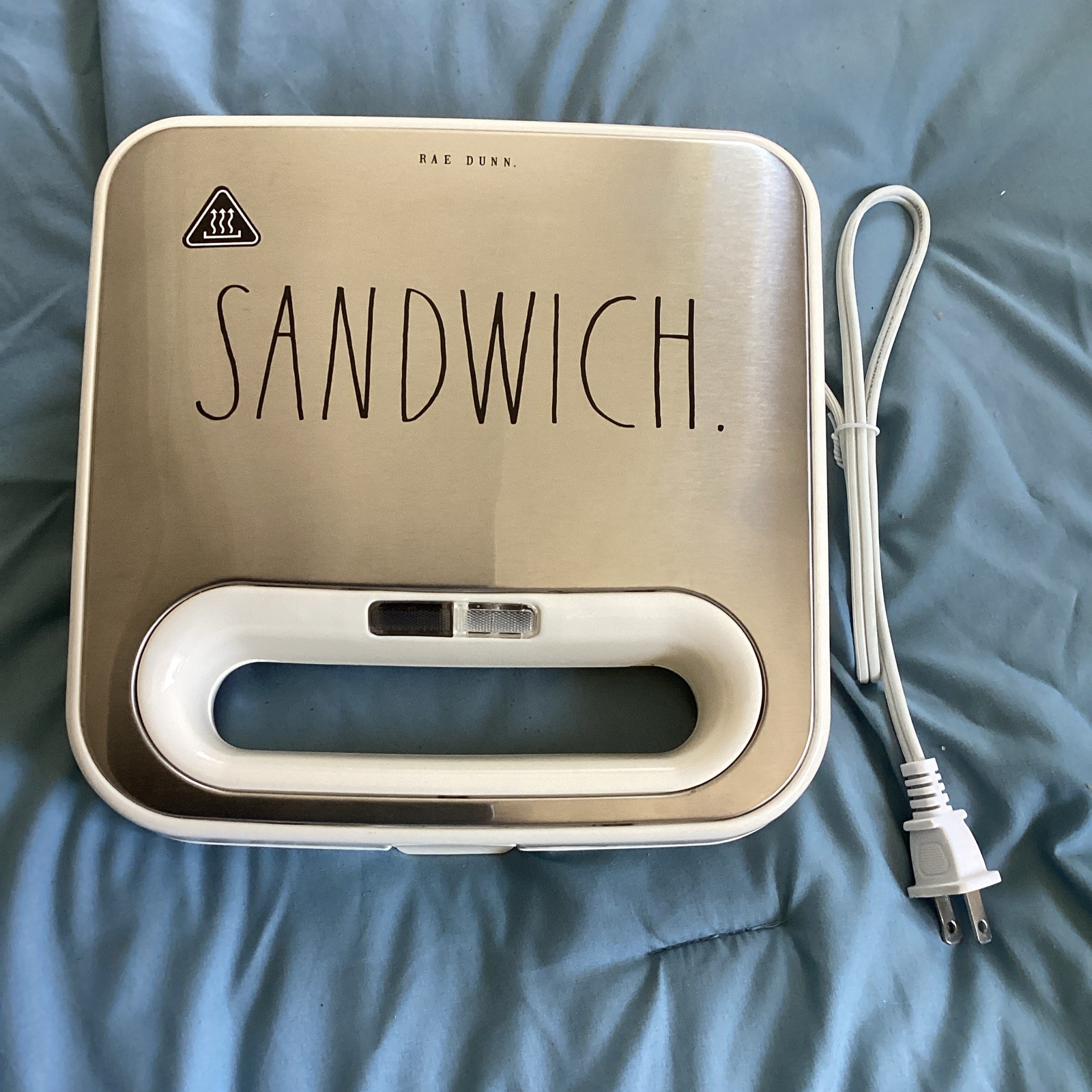 Rae Dunn Electric Sandwich Maker 750W Non-Stick Double Sided Fast Heating White