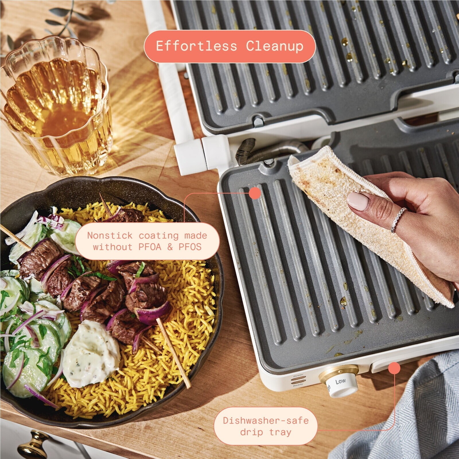 2-in-1 Panini Press & Grill Dishwasher Safe Parts Removable Cooking Kitchen Home