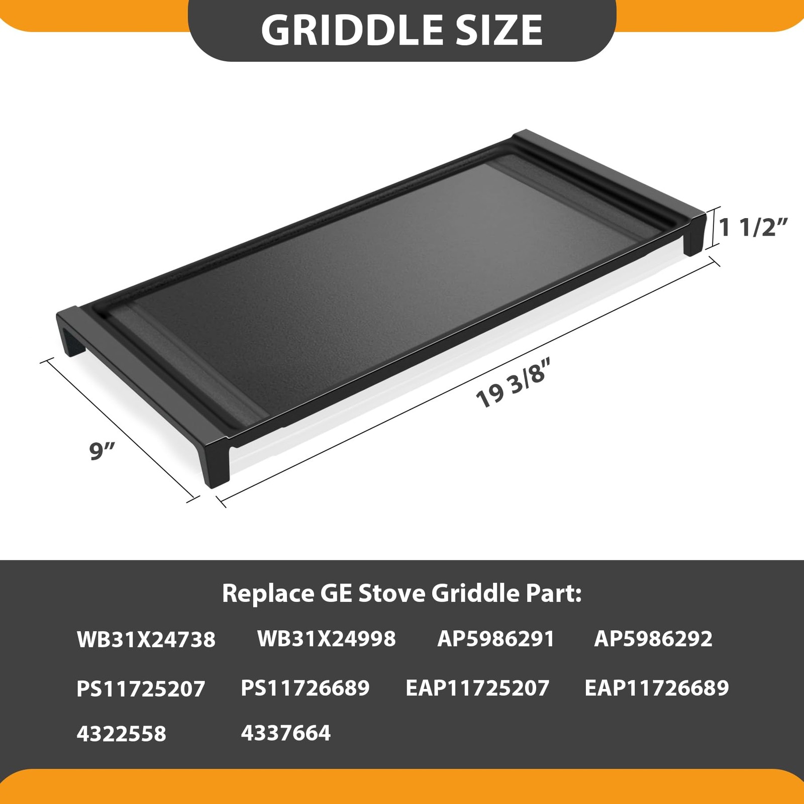 Flameduty Upgraded Wb31X24738 Cast Iron Griddle Replacement For Ge General
