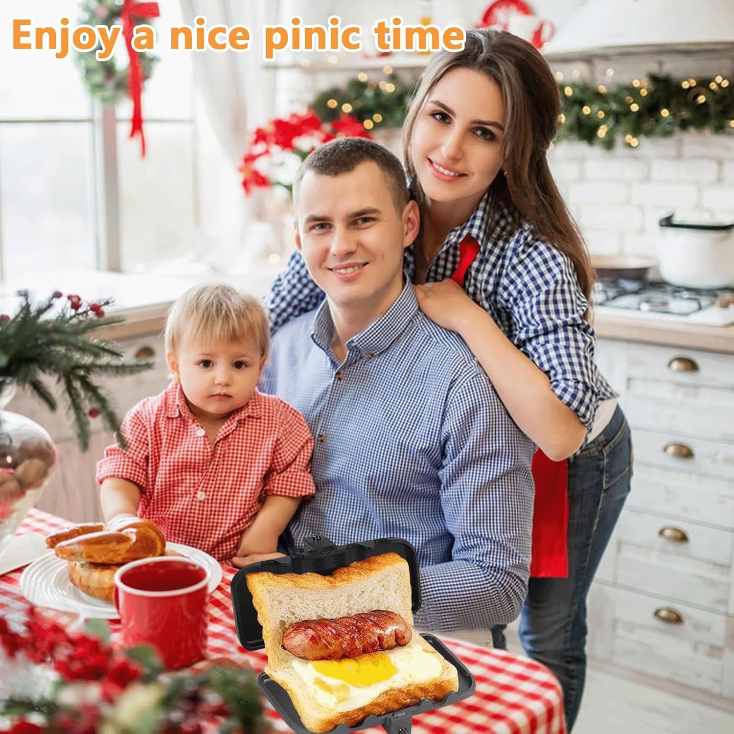 Hot Sandwich Maker,Hot Dog Toaster,Double-Sided Sandwich Baking Pan