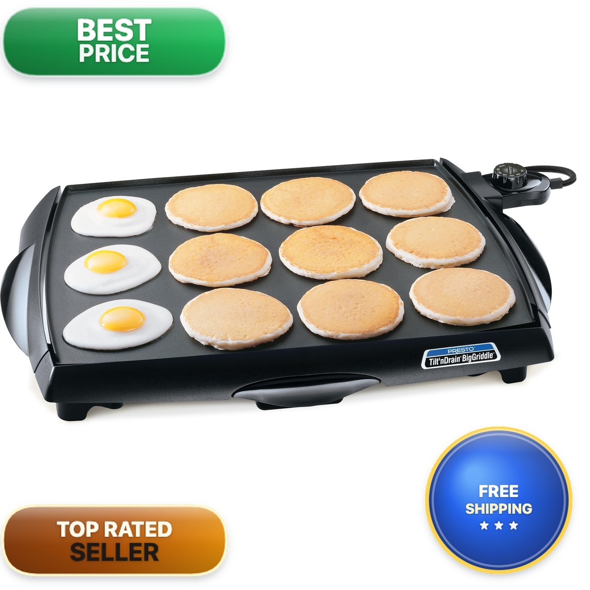 Presto 07046 Tilt ‘n Drain Big Cool-Touch Electric Griddle