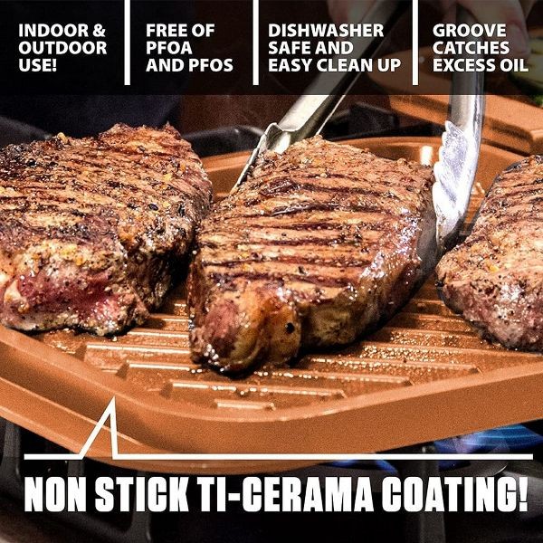 Gotham Steel Nonstick Double Grill and Griddle Reversible X-Large Pan