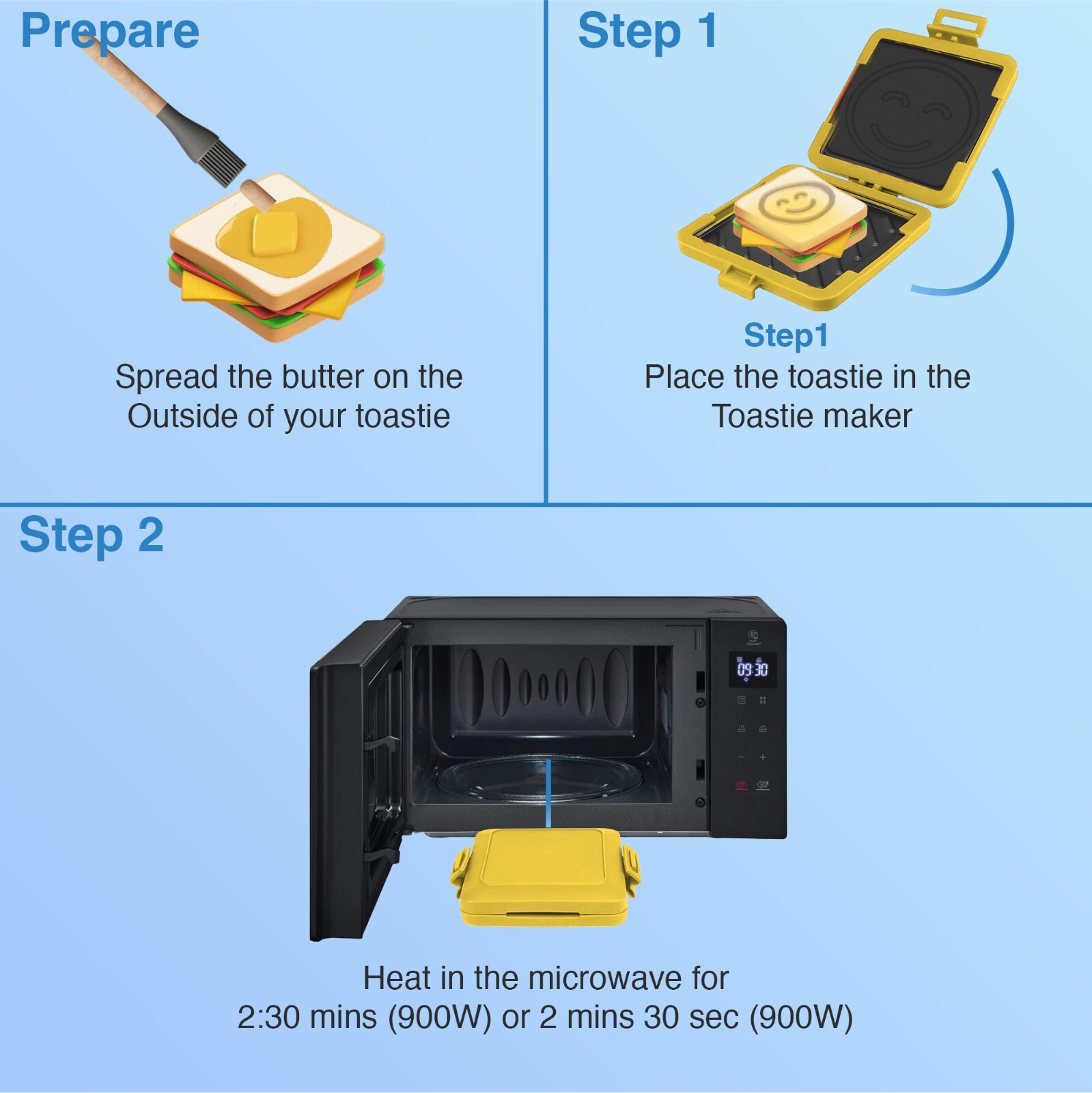 Eezee Muncheez Microwave Sandwich Maker Fun Smiley Toastie Grill