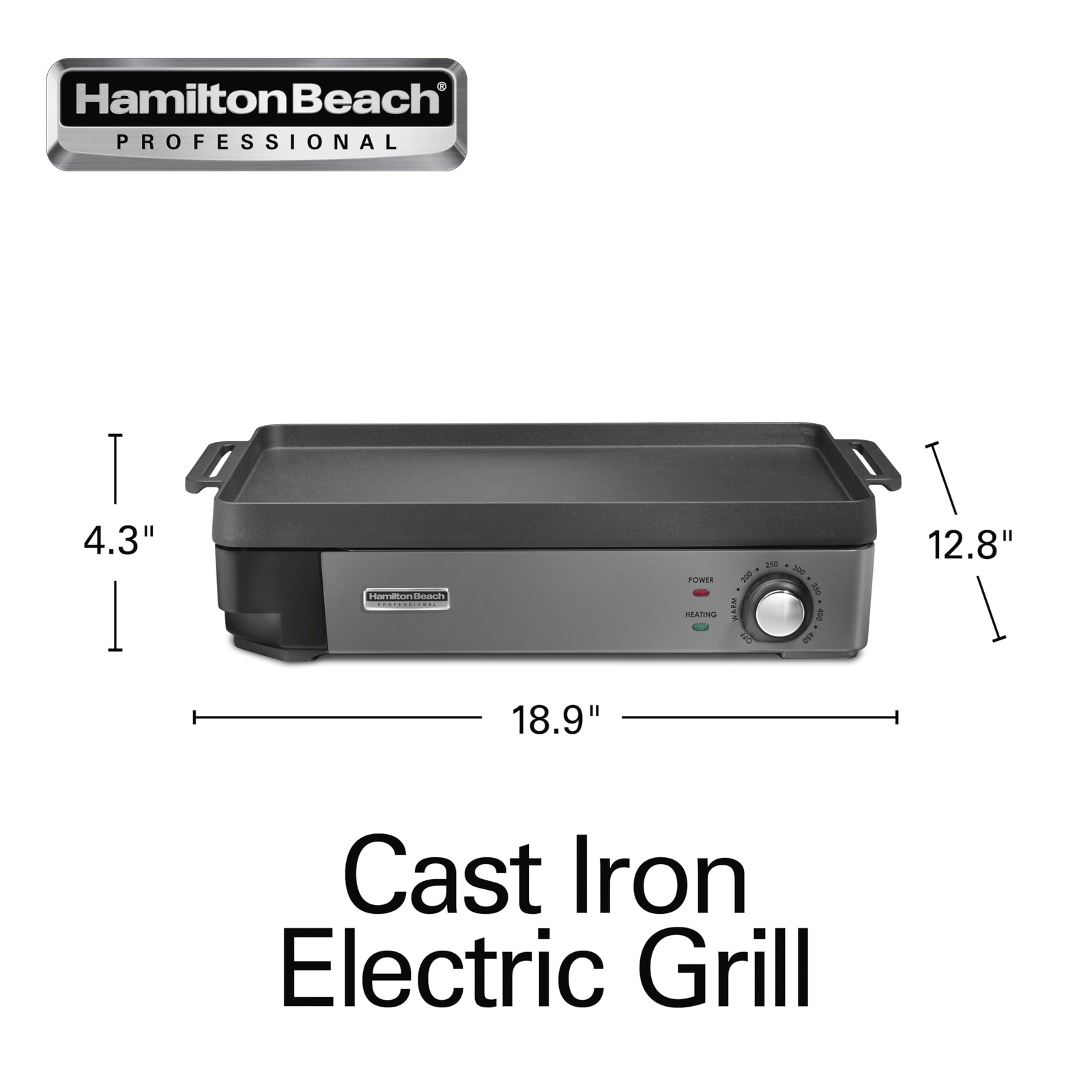 Cast Iron Indoor Electric Grill & Griddle, 10 x 16 Preseasoned Cooking Surface,