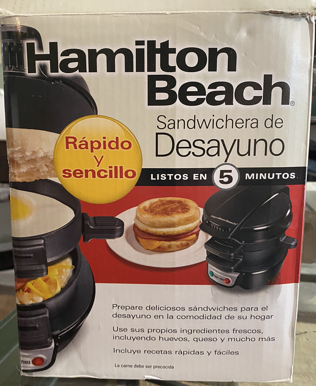 Hamilton Beach Quick & Easy Breakfast Sandwich Maker Black #25477 – NEW/SEALED