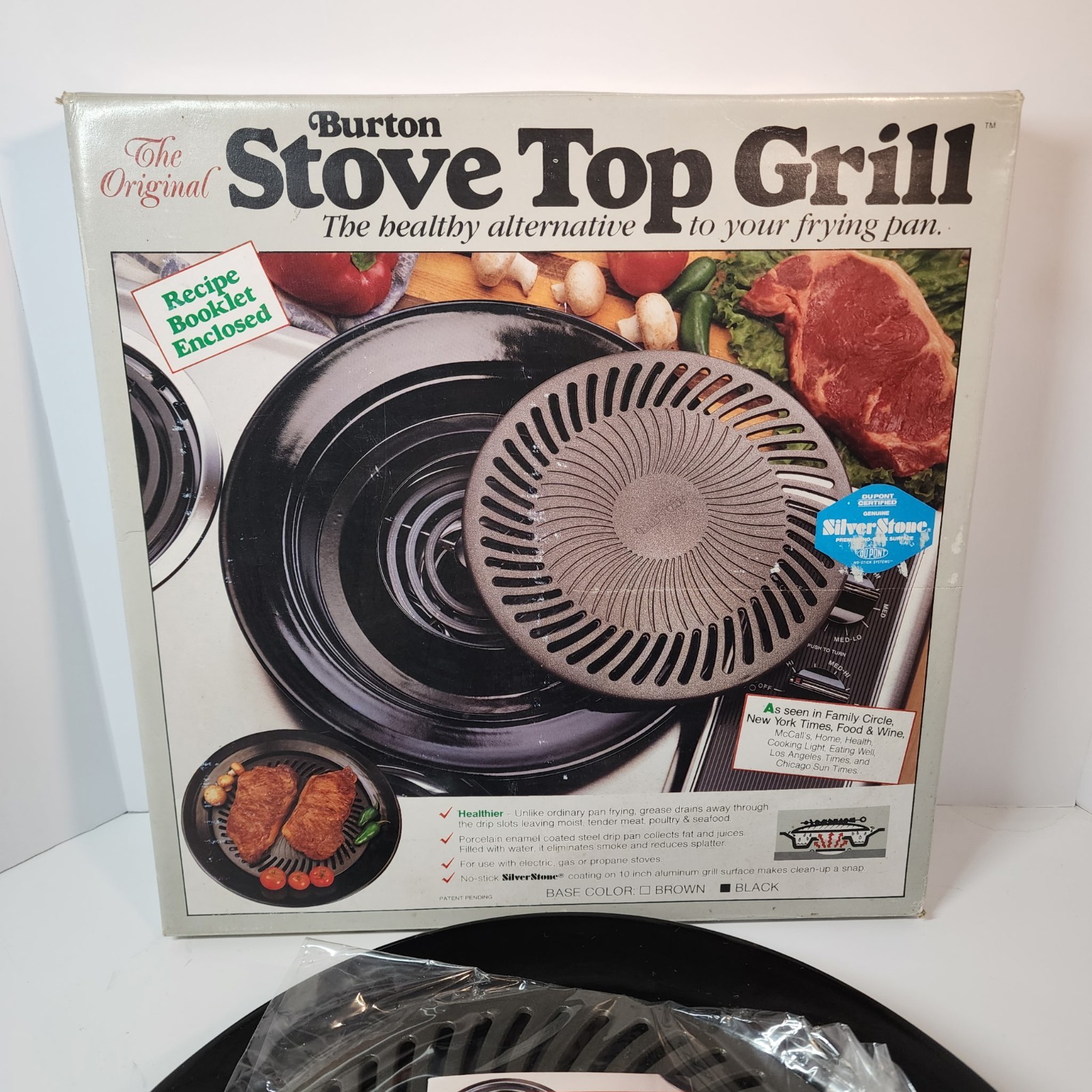 Burton Stove Top Grill Indoor BBQ Pan w Drip Tray Korea Open Box