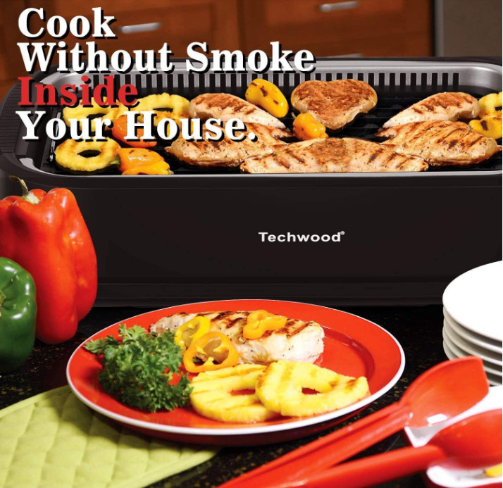 Parrilla Eléctrica Antihumo 1500W con Tapa de Cristal y Placa Antiadherente