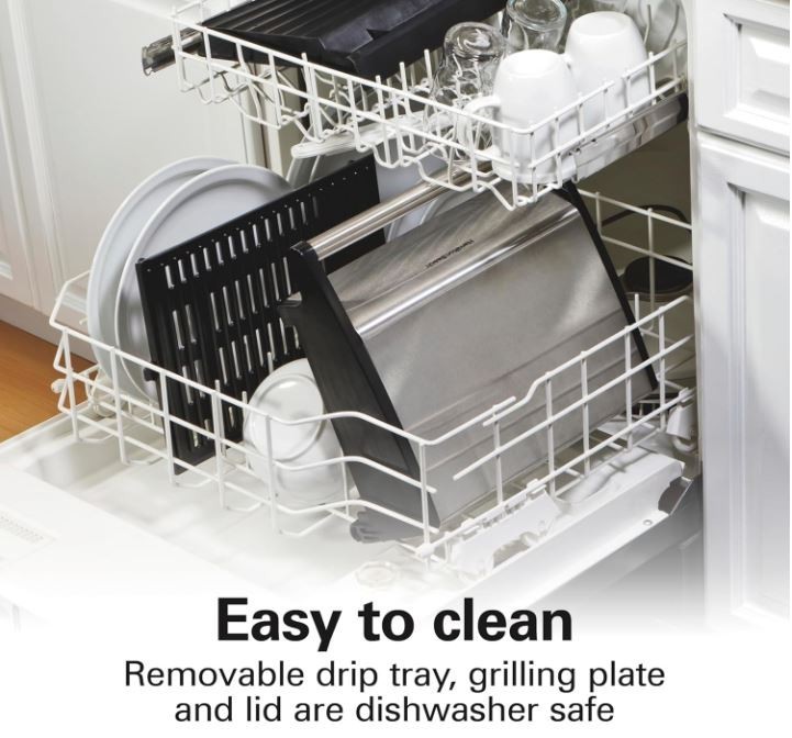 Hamilton Beach Flavor Sealing Indoor Grill Removable Parts are Dishwasher Safe