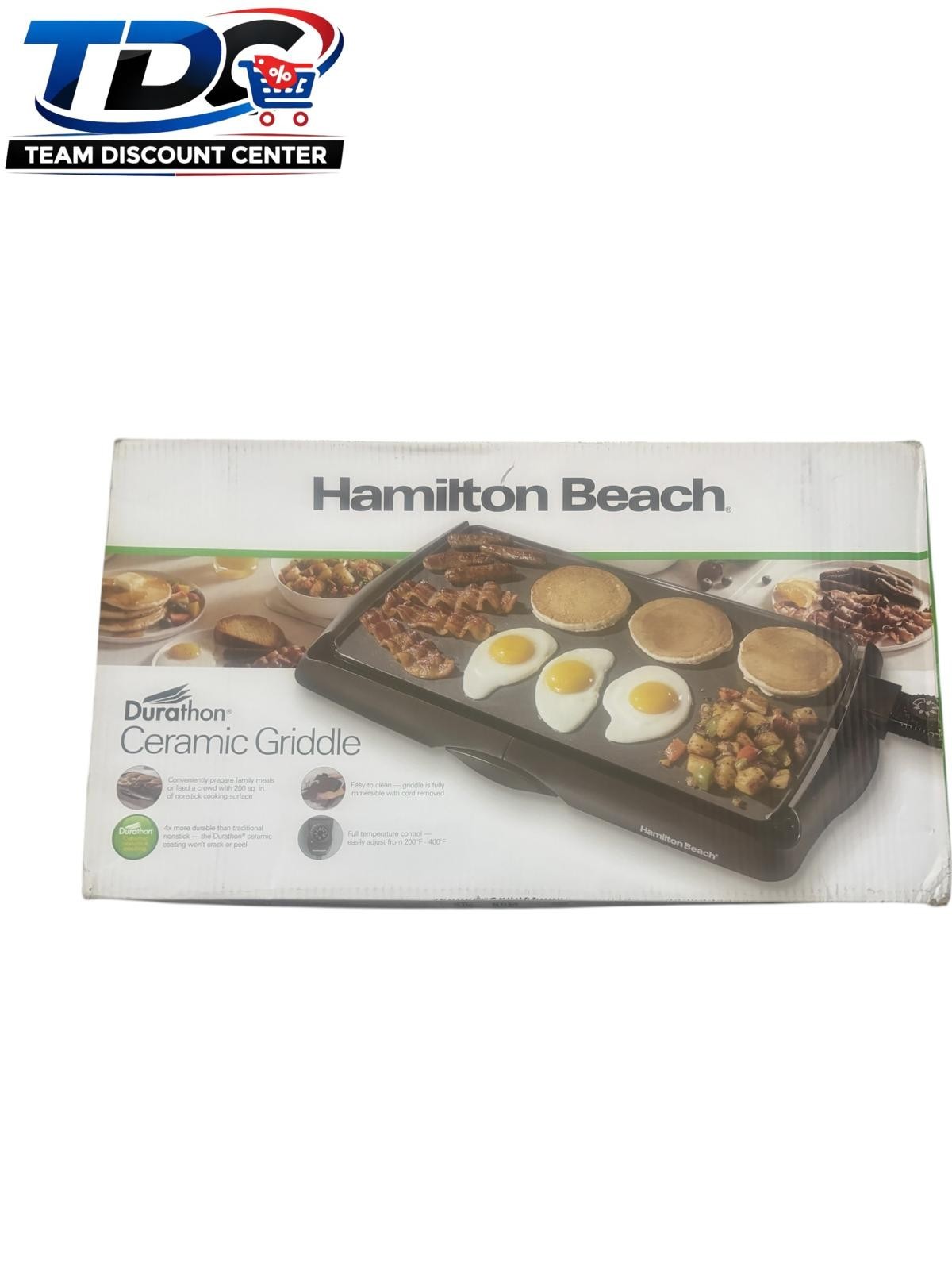 Hamilton Beach 200 sq. in. Griddle Durable Nonstick Cool-Touch Handle Easy Clean