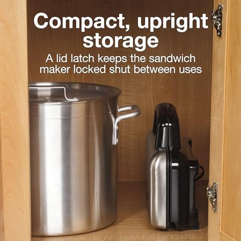 700W Stainless Steel Sandwich Maker Nonstick Ceramic Plates Compact Design New