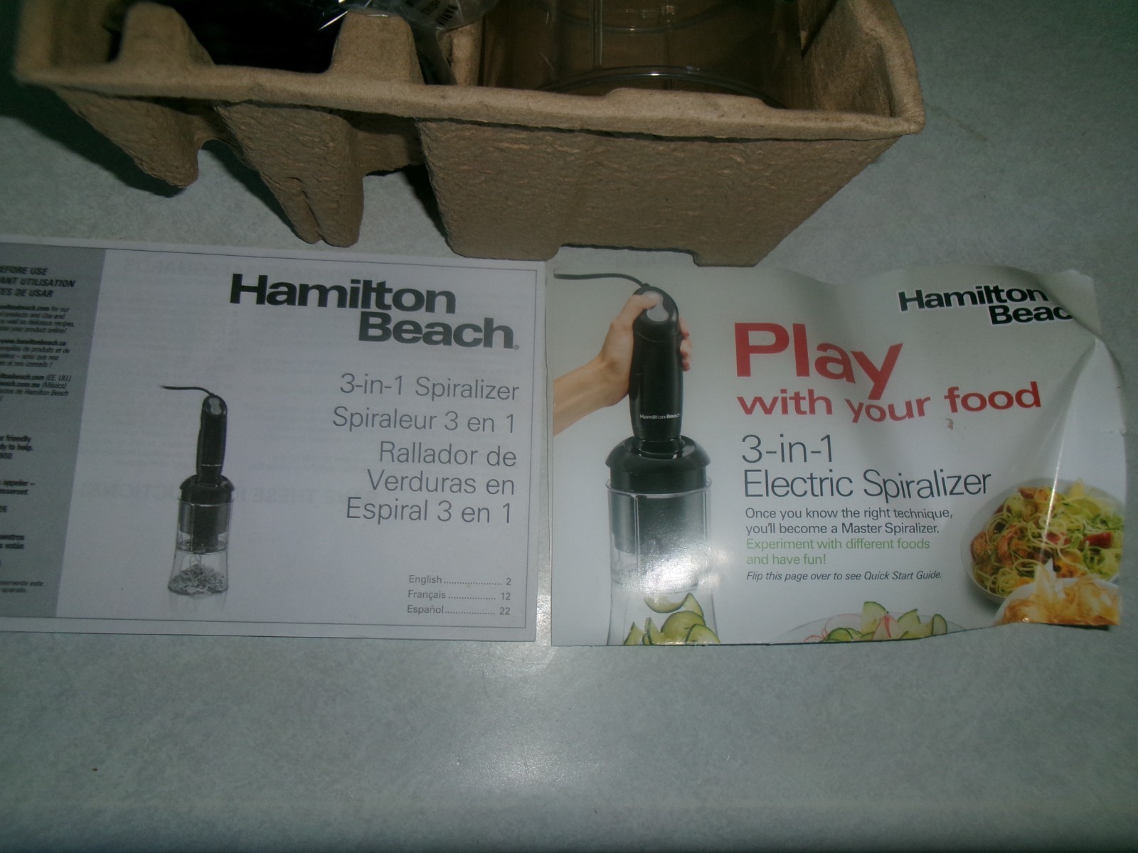HAMILTON BEACH 3 IN 1 SPIRQLIZER! BOX OPEN BUT NEVER UNPACKED !