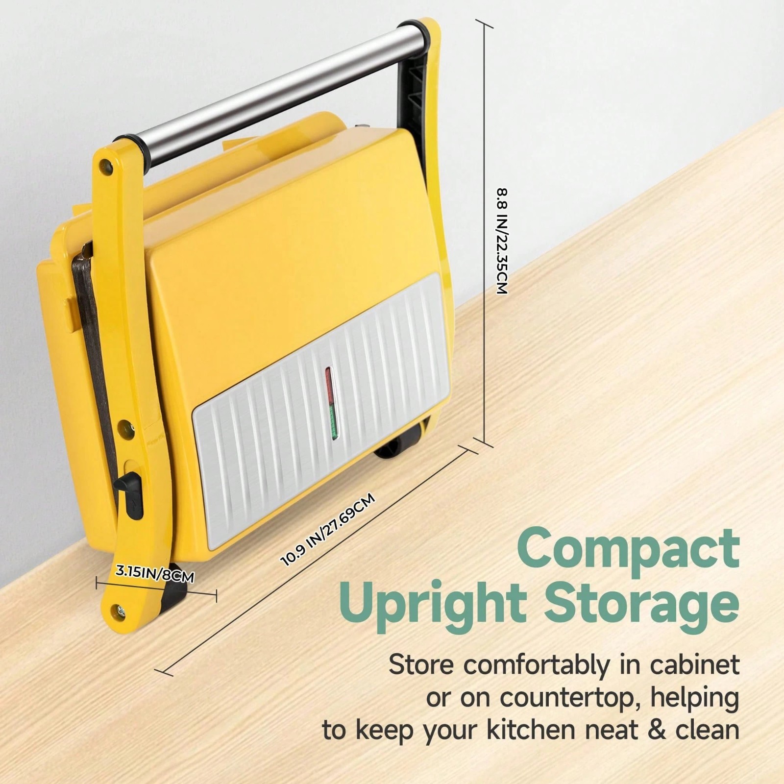 Indoor Electric Grill Sandwich Maker Nonstick Multi-Purpose Grill Pan Yellow