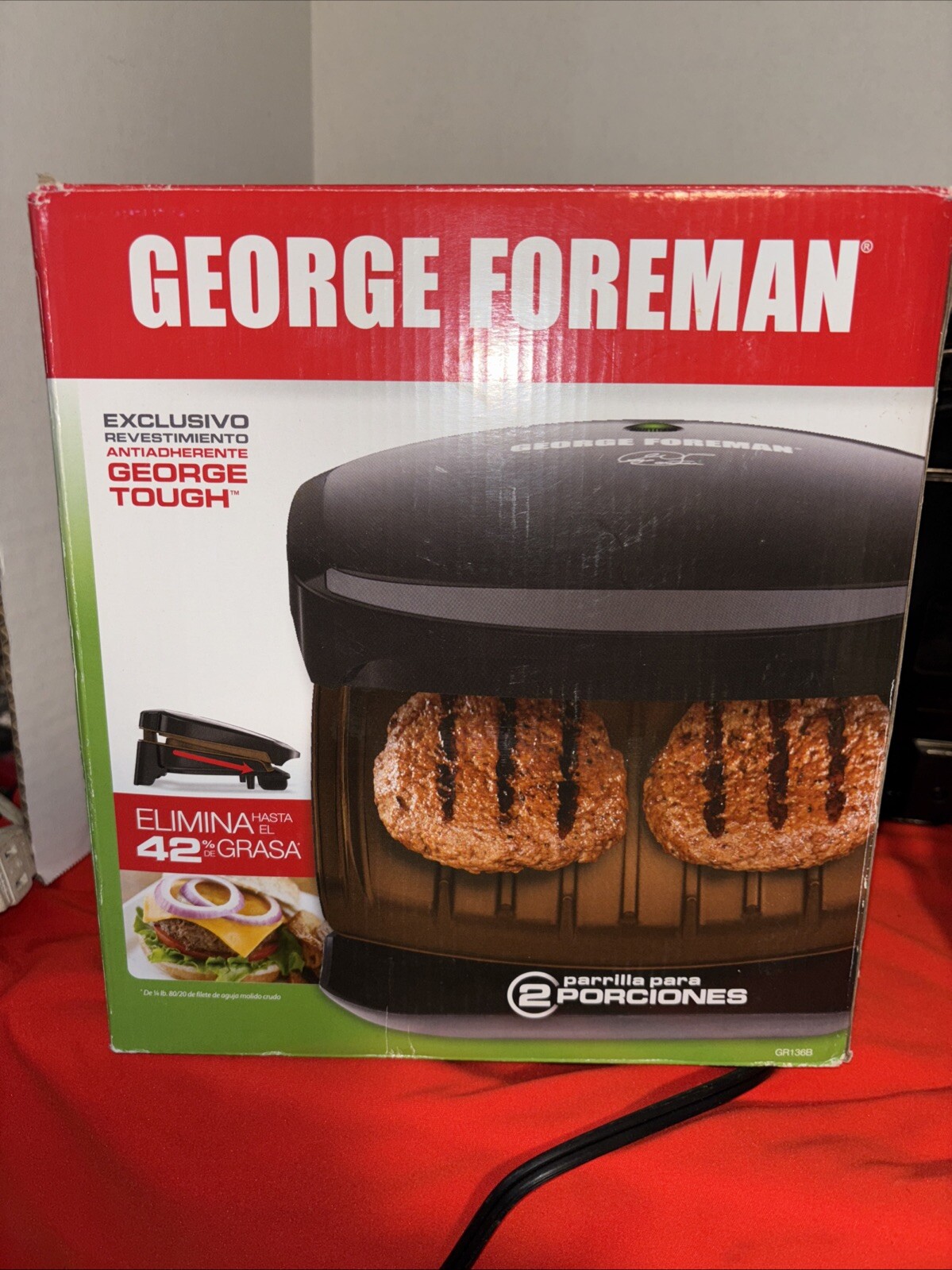 George Foreman GR136B Classic Black 2 Serving Panini Press Plate Grill Griddle