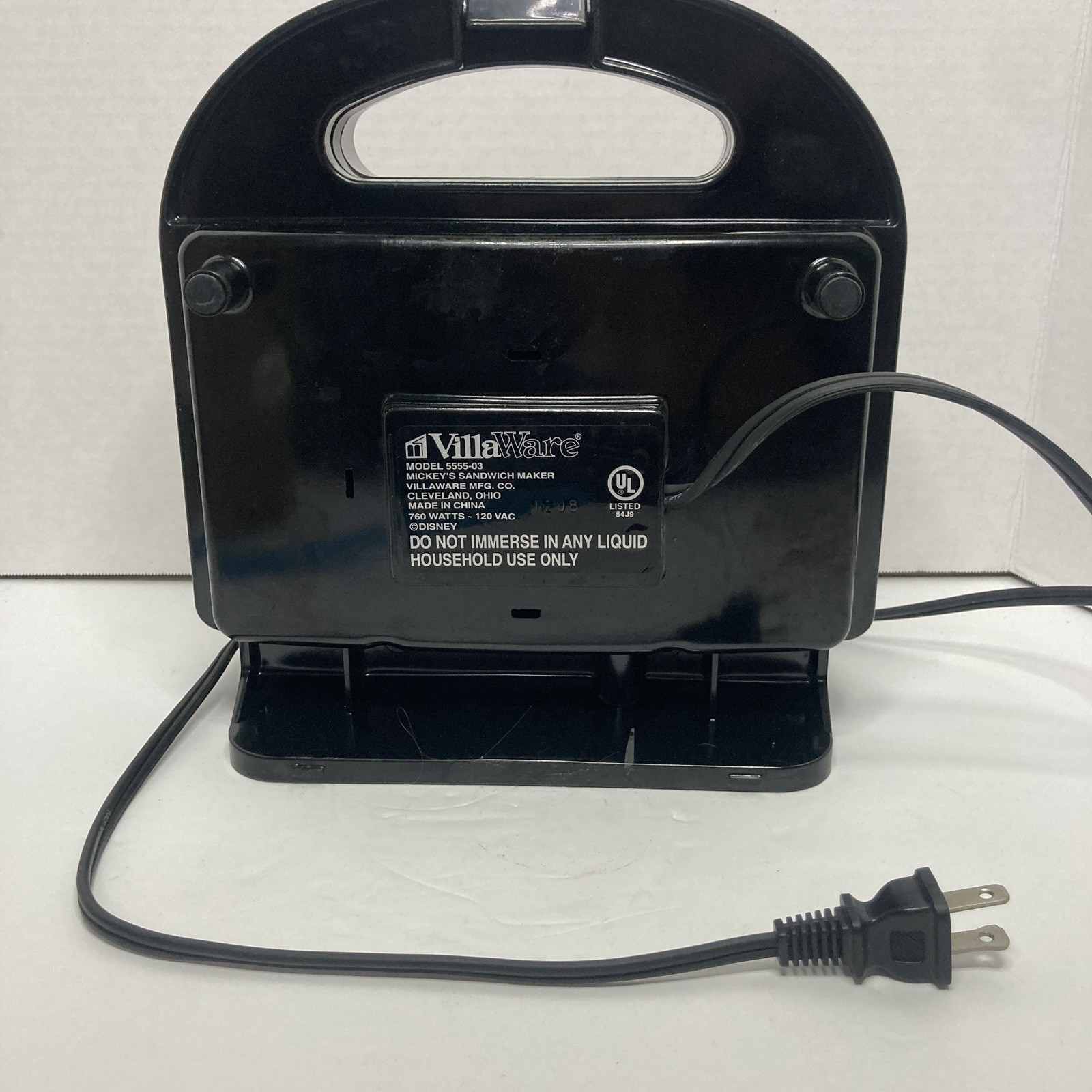 VillaWare V5555-03 Mickey’s Sandwich Maker Tested Works Fast Shipping Disney