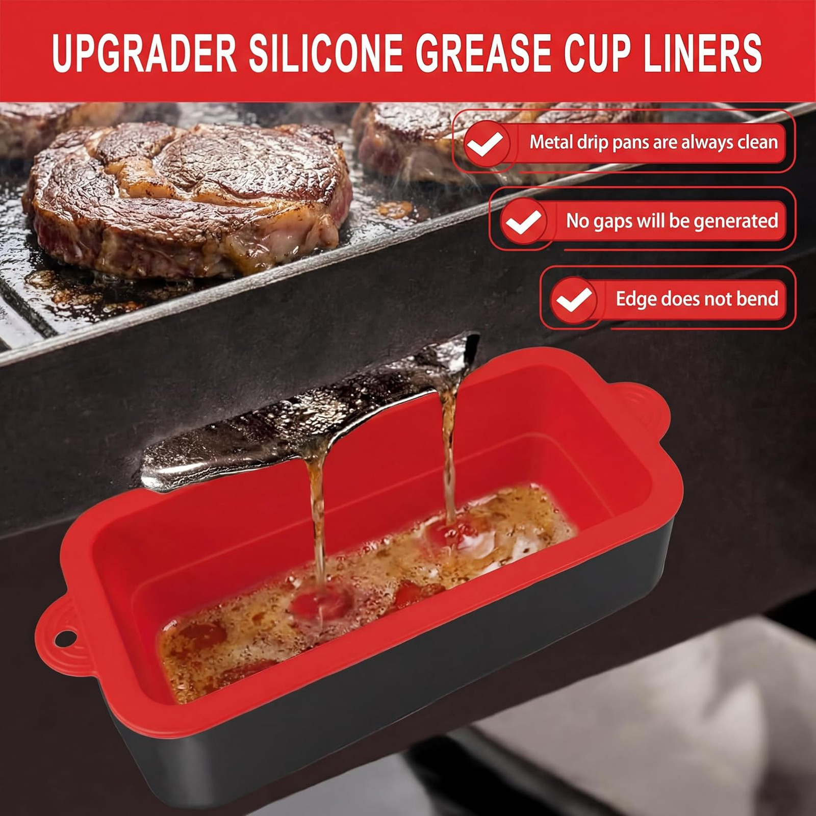 Blackstone Grease Cup Liners, Silicone Grease Catcher for 36 28 22 17 Inch