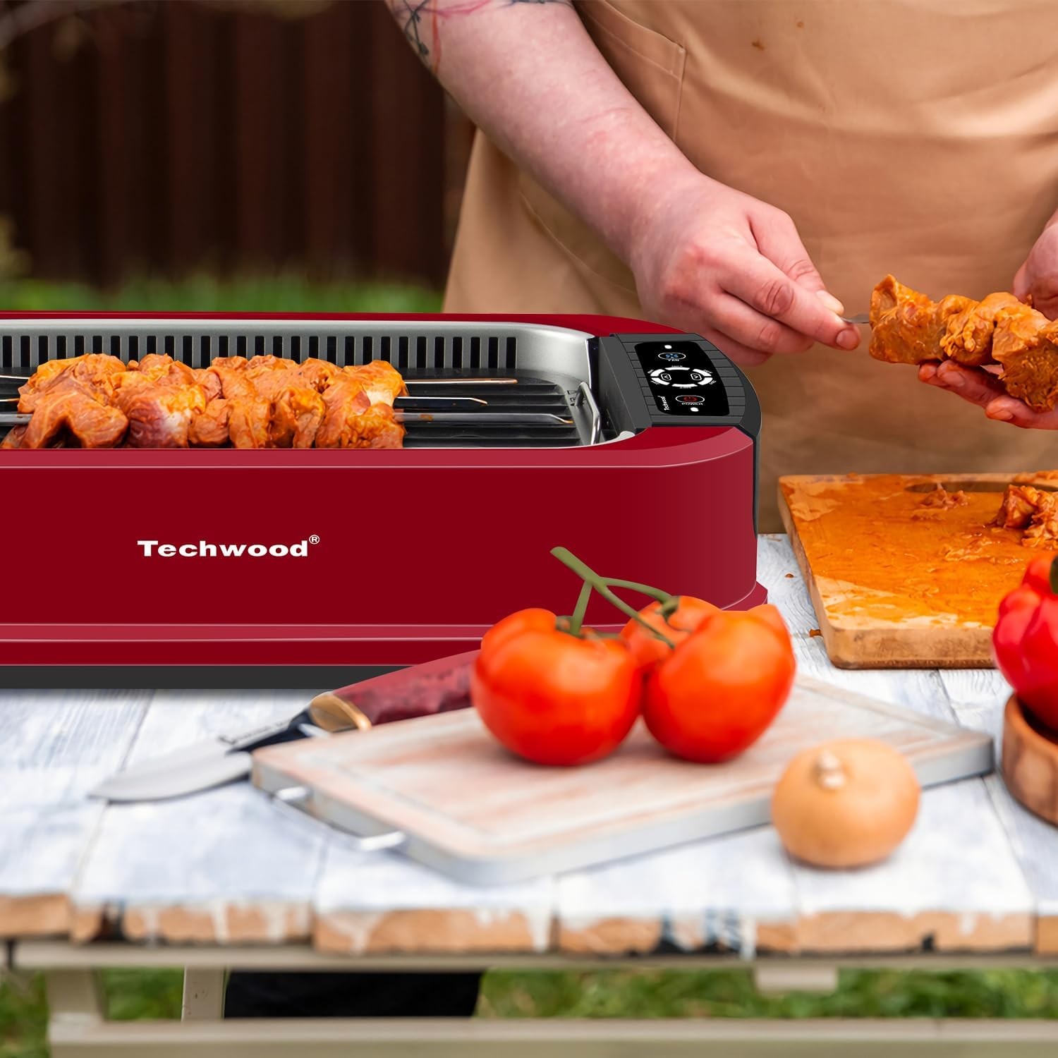Indoor Smokeless Grill, 500W Electric Indoor Grill with Tempered Glass Lid