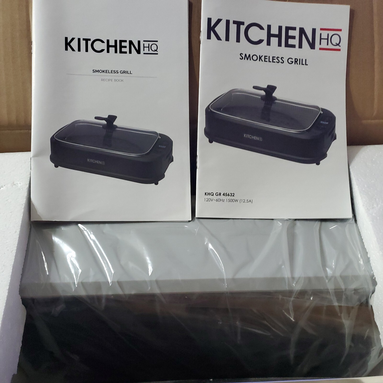 Kitchen HQ 1500 Watt Smokeless Nonstick Electric Grill & Griddle, Grey
