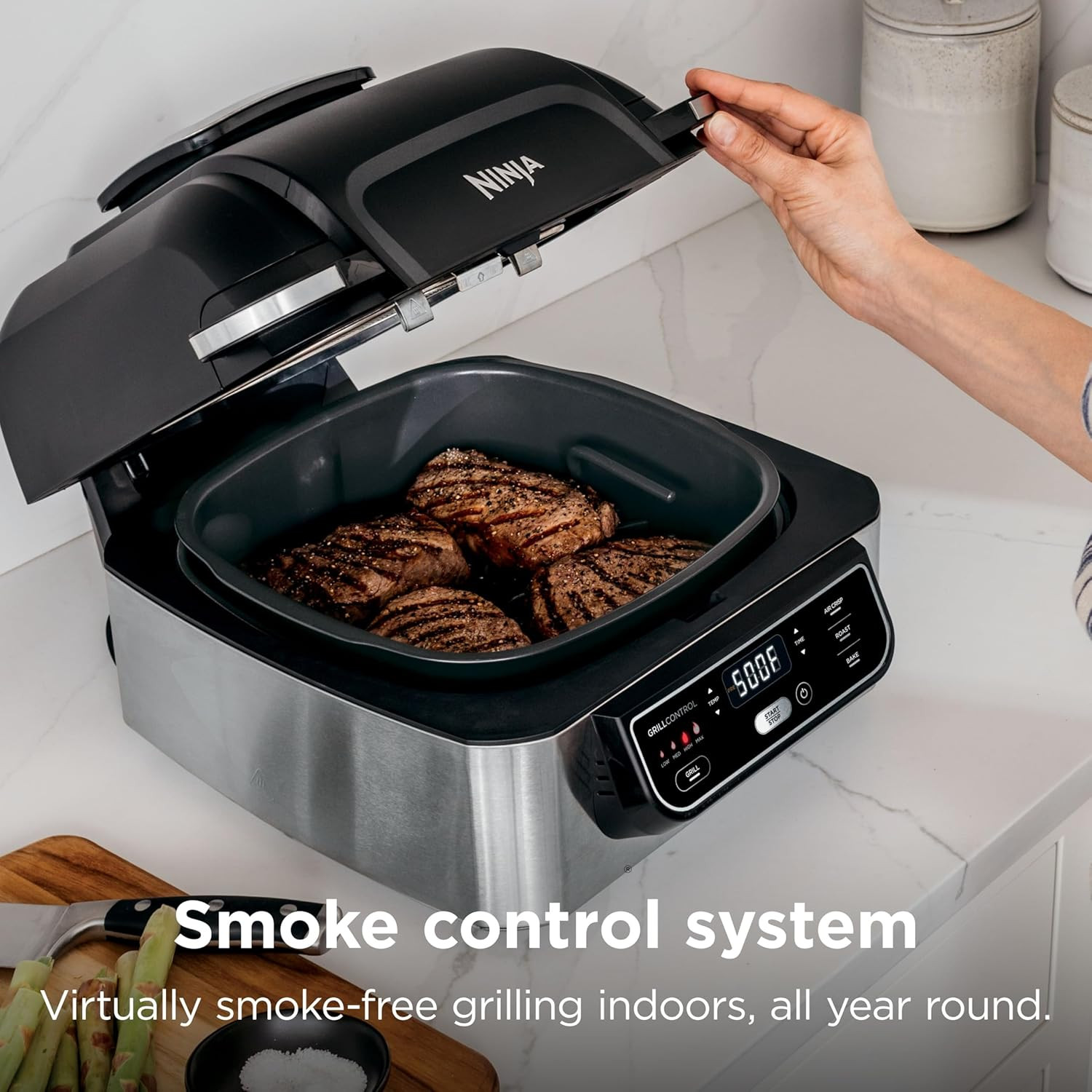 Ninja | Indoor Grill | Foodi | 5-In-1 (Grill, Air Fry, Roast, Bake, and Dehydrat