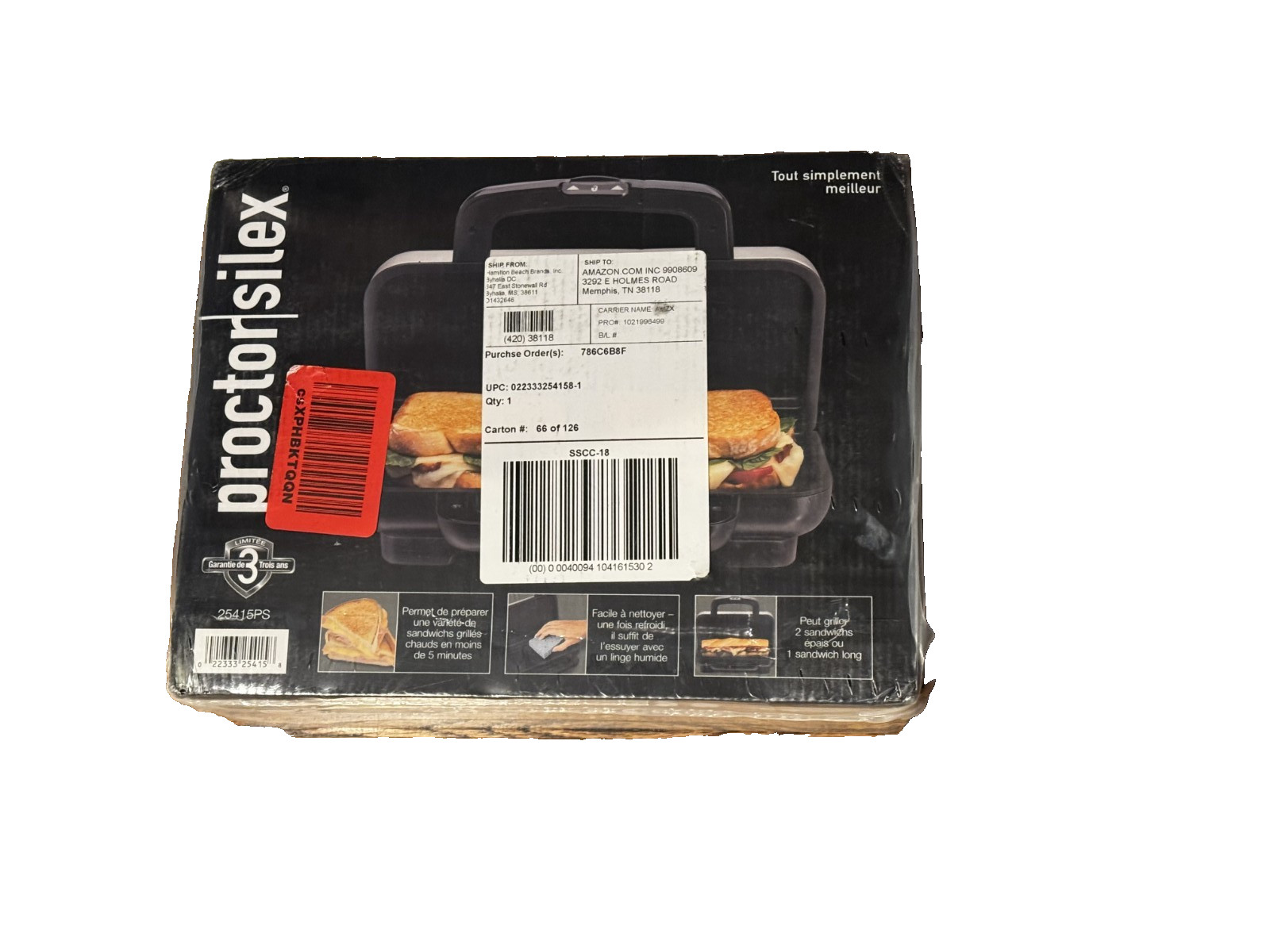Proctor Silex Panini Press Sandwich Maker Grill Nonstick Plates NEW Sealed