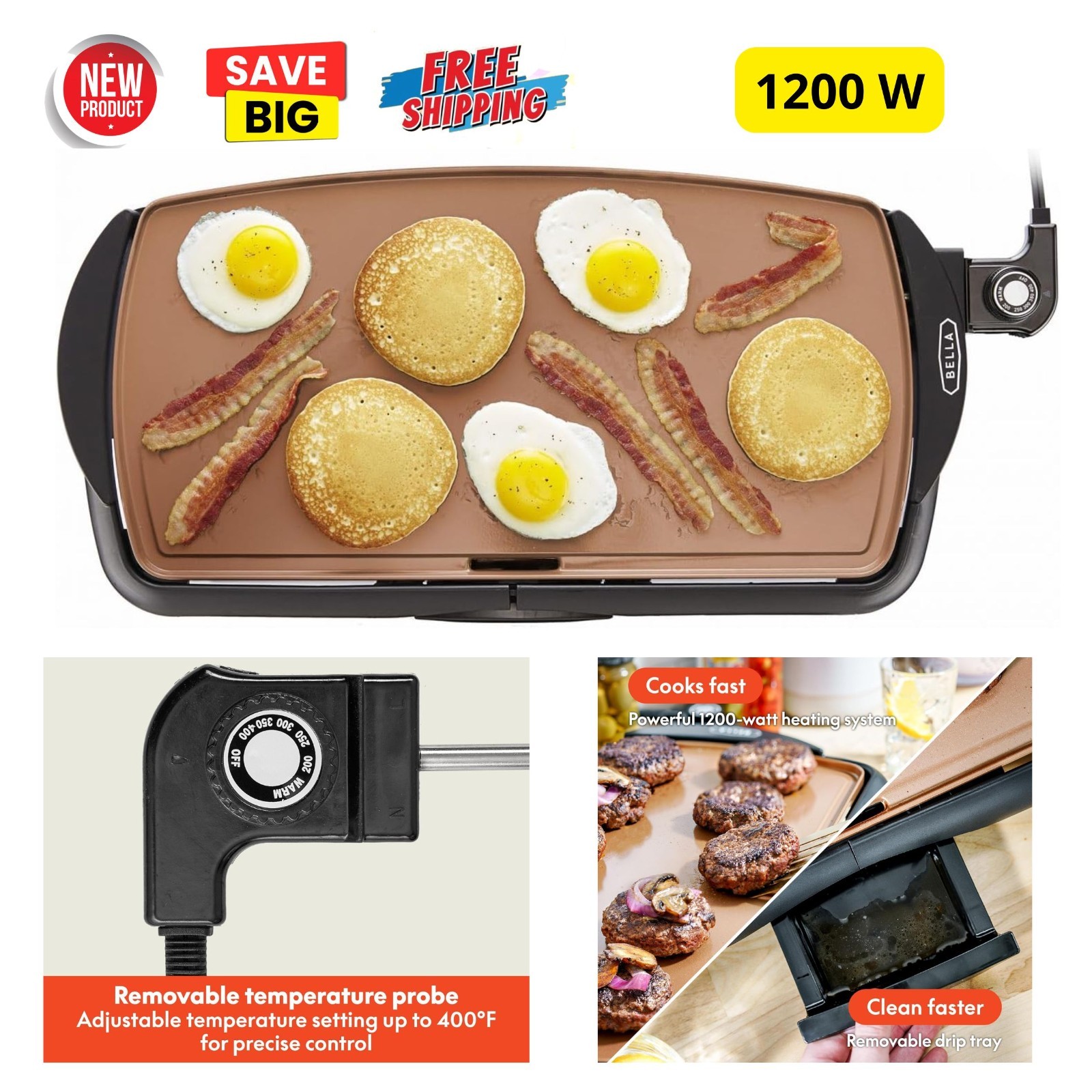 Plancha Electrica 20″ De Asar Para Cocinar Pancakes Carne Tacos Tortillas Cocina