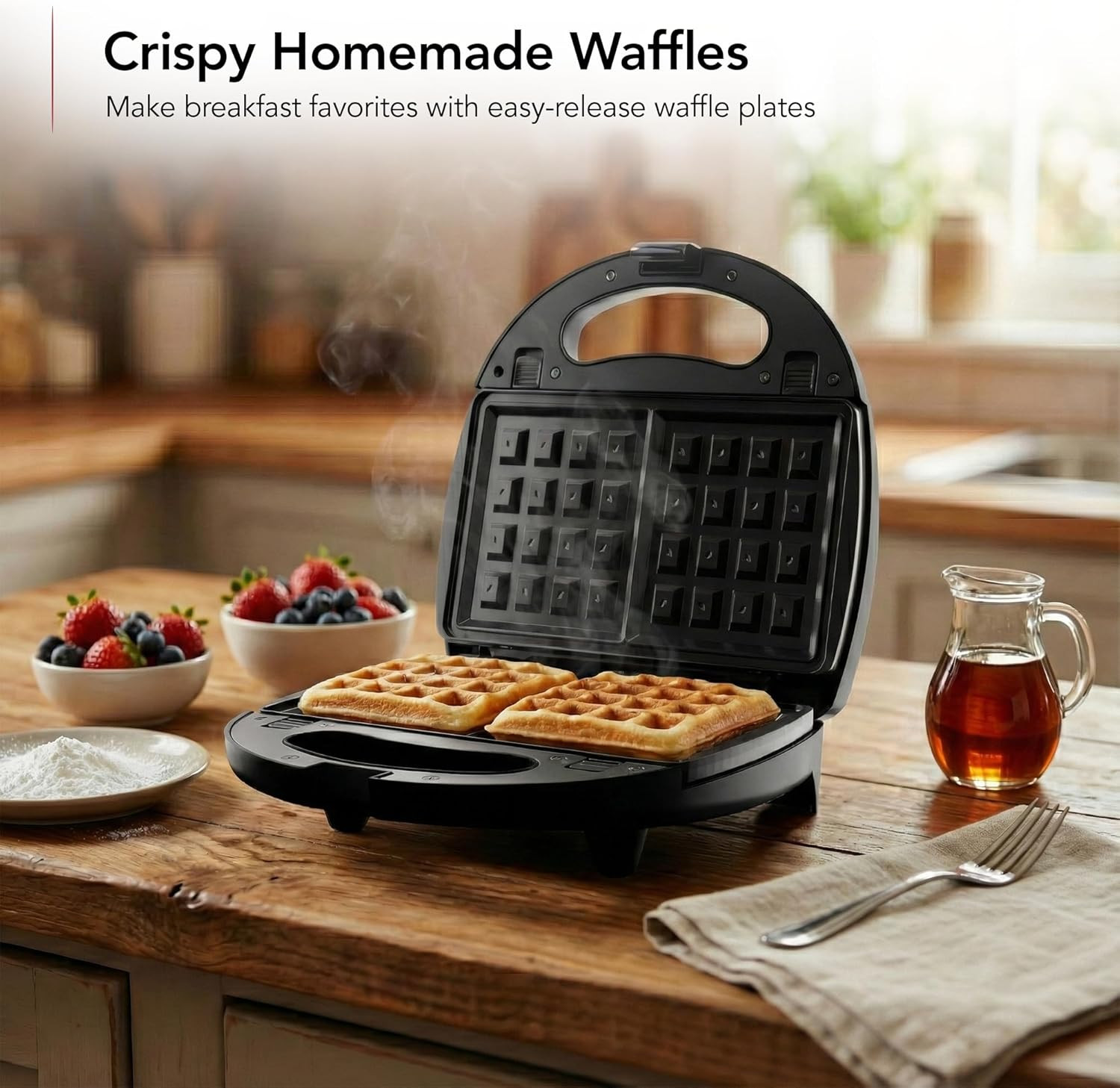 3 in 1 Electric Sandwich Maker, Panini Press Grill and Waffle Iron Set with Remo