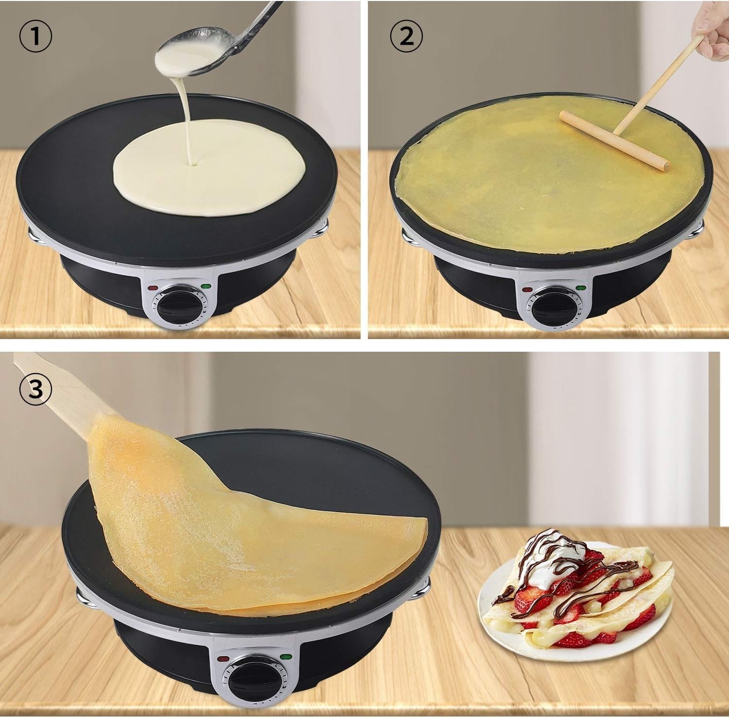 Crepe Maker – 13 Inch Crepe Maker & Electric Griddle & Non-stick Pancake Make…