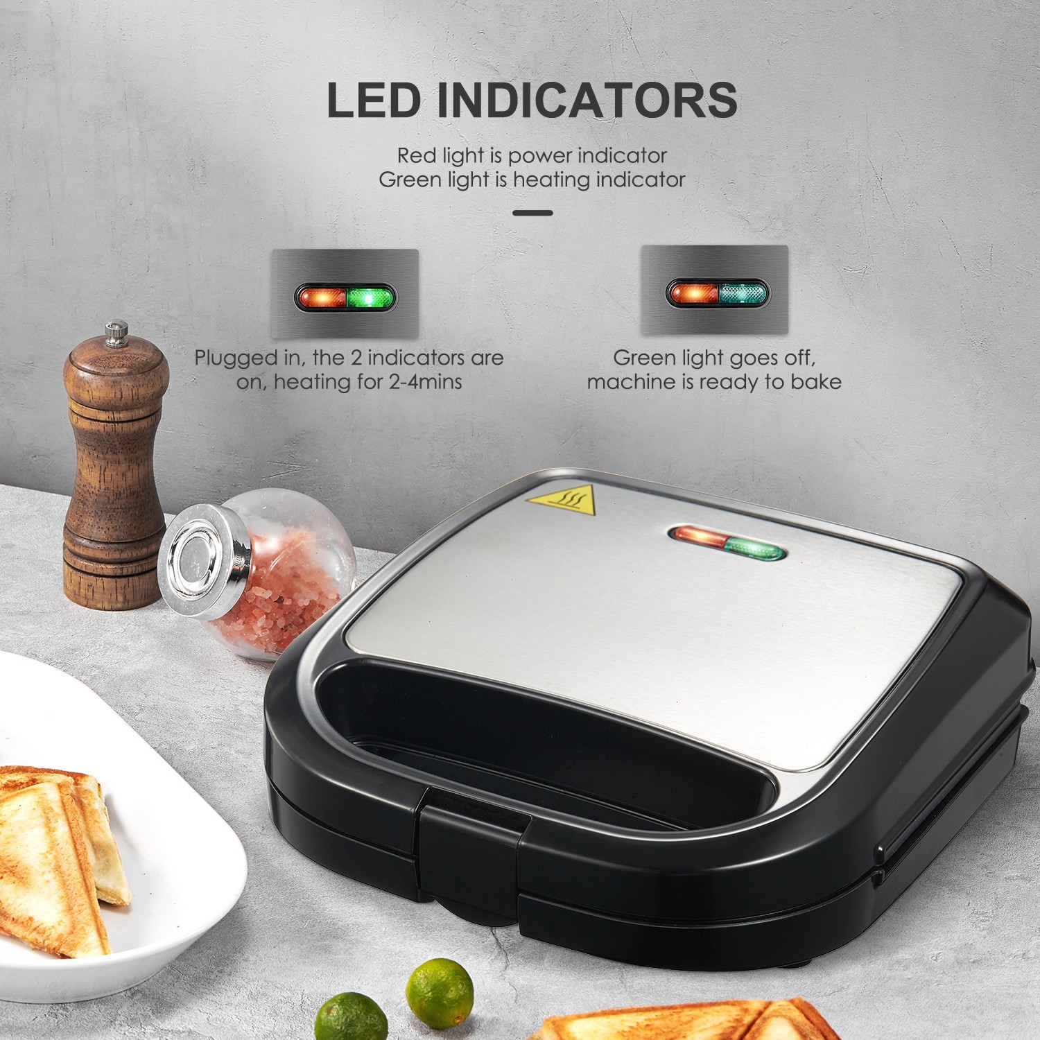 Panini Press Sandwich Maker, Nonstick, Easy Clean, for Grilled Cheese, Breakfast