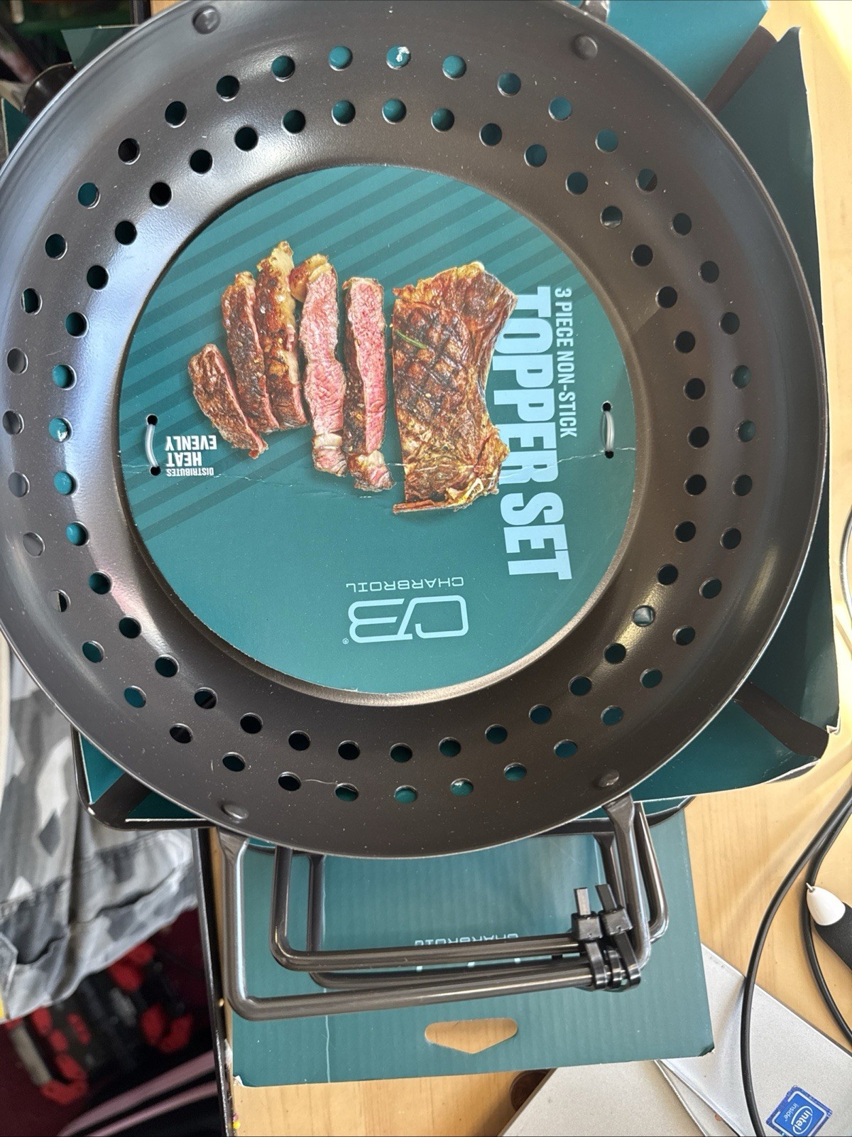Char-Broil 3pc Grilling Topper Set Black: Non-Stick, Hand Washable, Steel