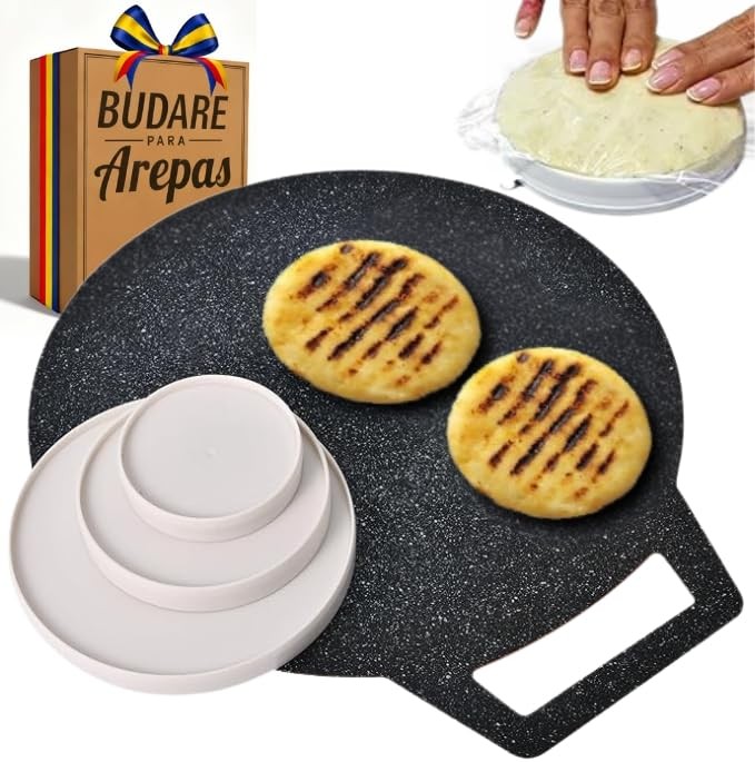 12″ Budare for Arepas (Thin) + Molde para Arepas (5.9″, 4.3″, 3.1″) – Plancha…