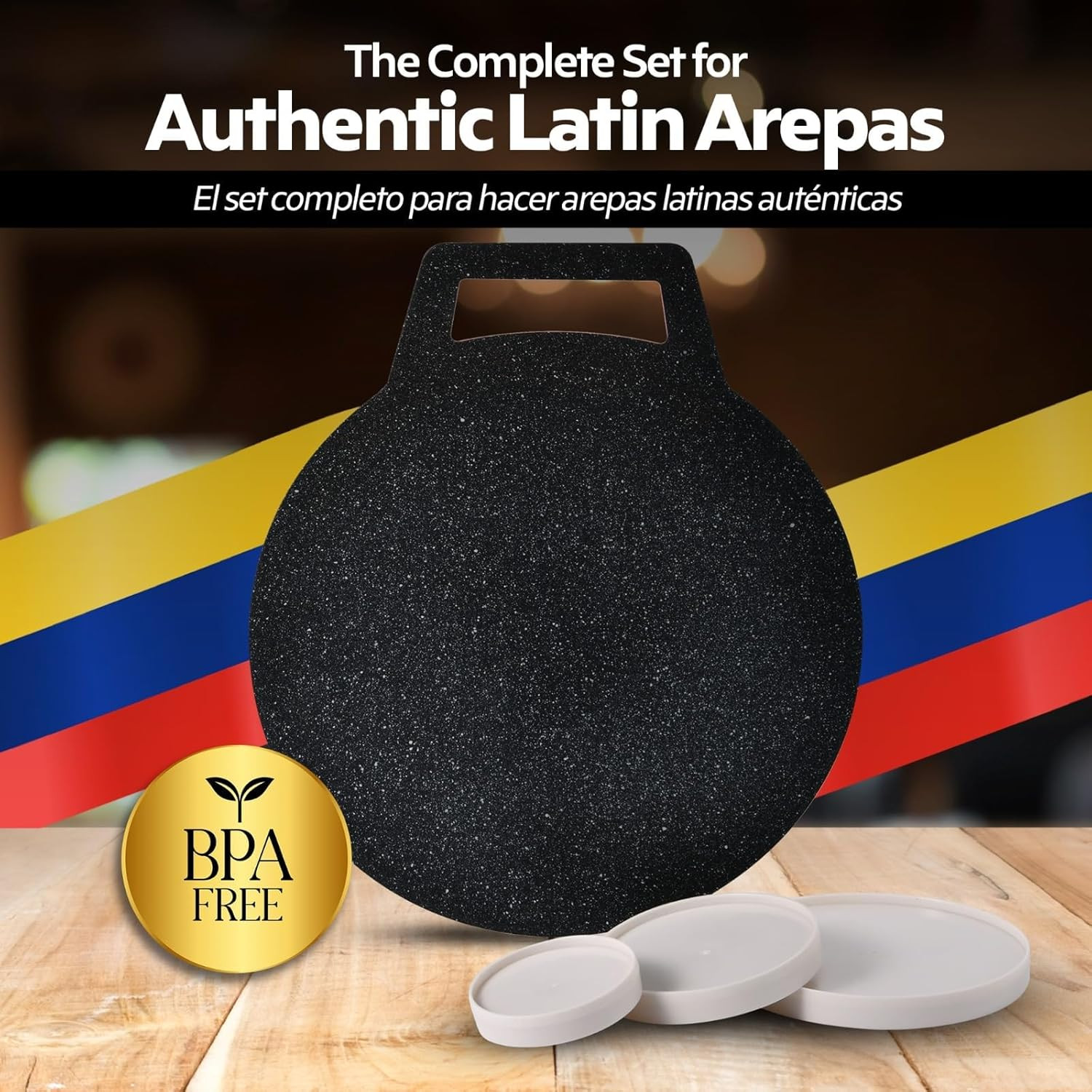 12″ Budare for Arepas (Thin) + Molde Para Arepas (5.9″, 4.3″, 3.1″) – Plancha Pa