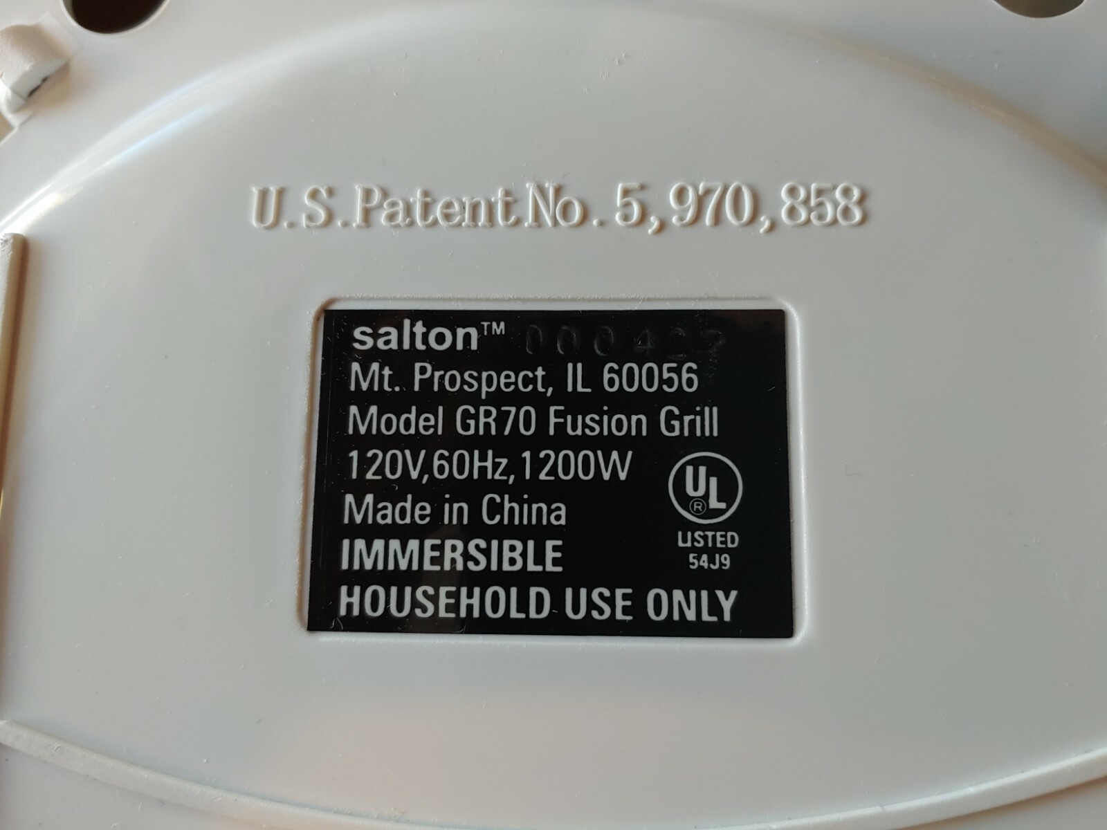 George Foreman Fusion Grill Salton GR70 REPLACEMENT PART – Plastic Bottom Base
