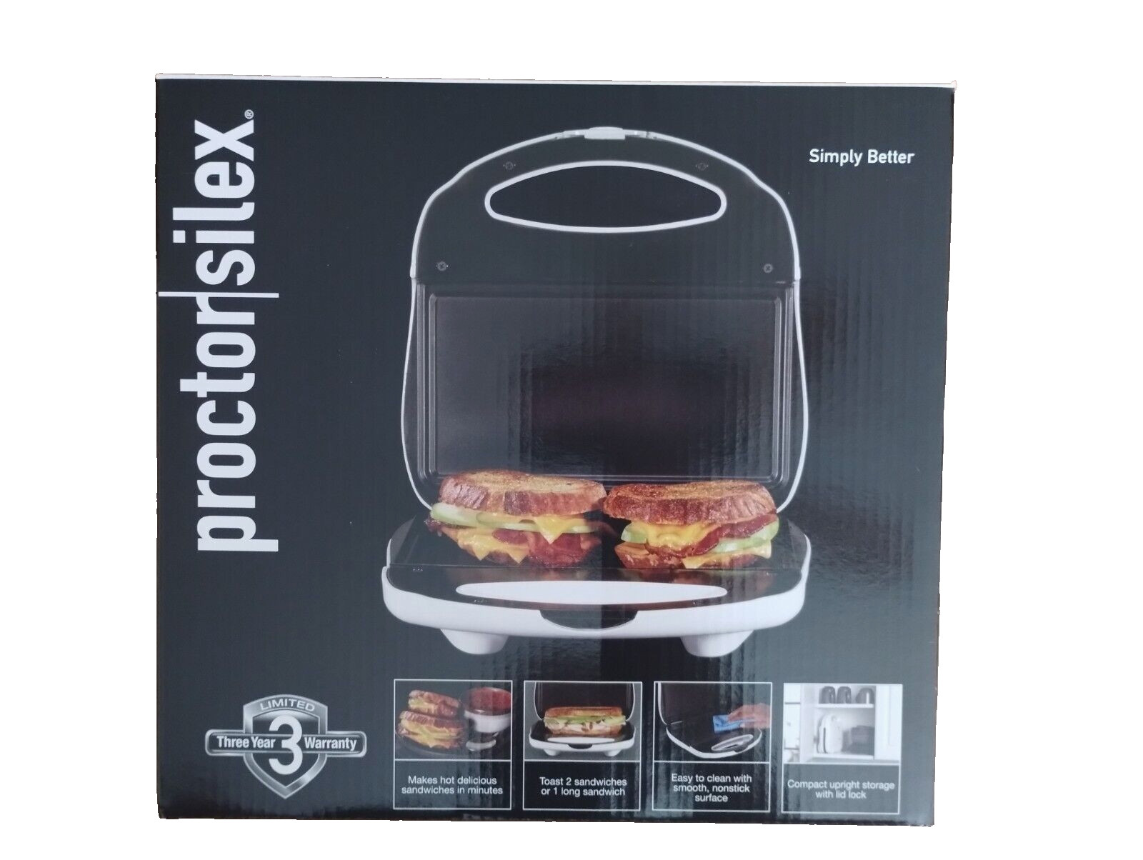 Proctor Silex Sandwich Maker Toaster PANINI press Nonstick Grill FAST FREE SHIP!