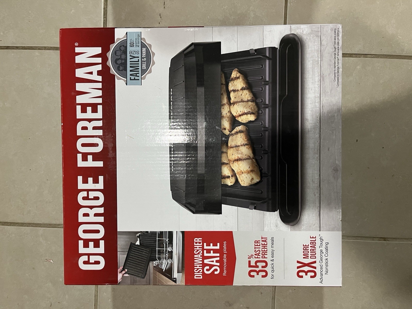 George Foreman Family Size Grill & Panini Press 4-ServingRemovablePlatesGRP1065B