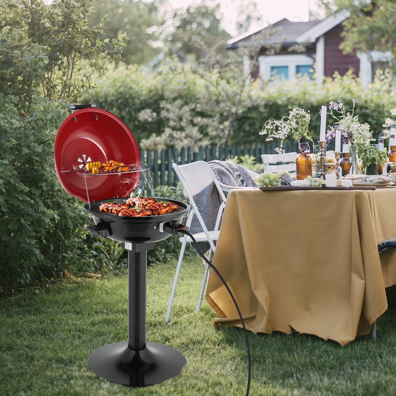 Electric BBQ Grill with Stand Indoor/Outdoor Electric Grill for Indoor & Outdoor