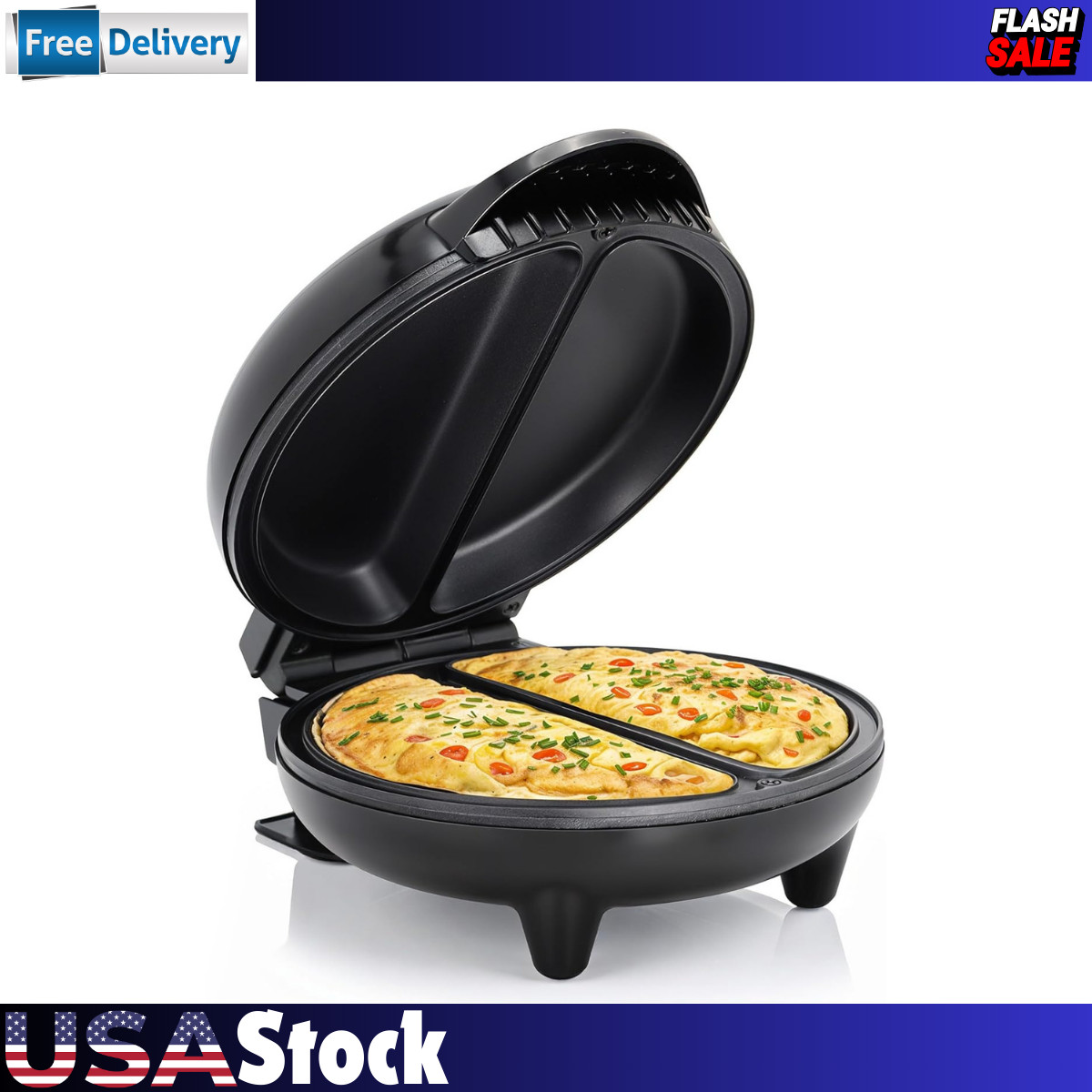 Elite Gourmet Omelet Maker Stainless Steel Non Stick Countertop Griddle