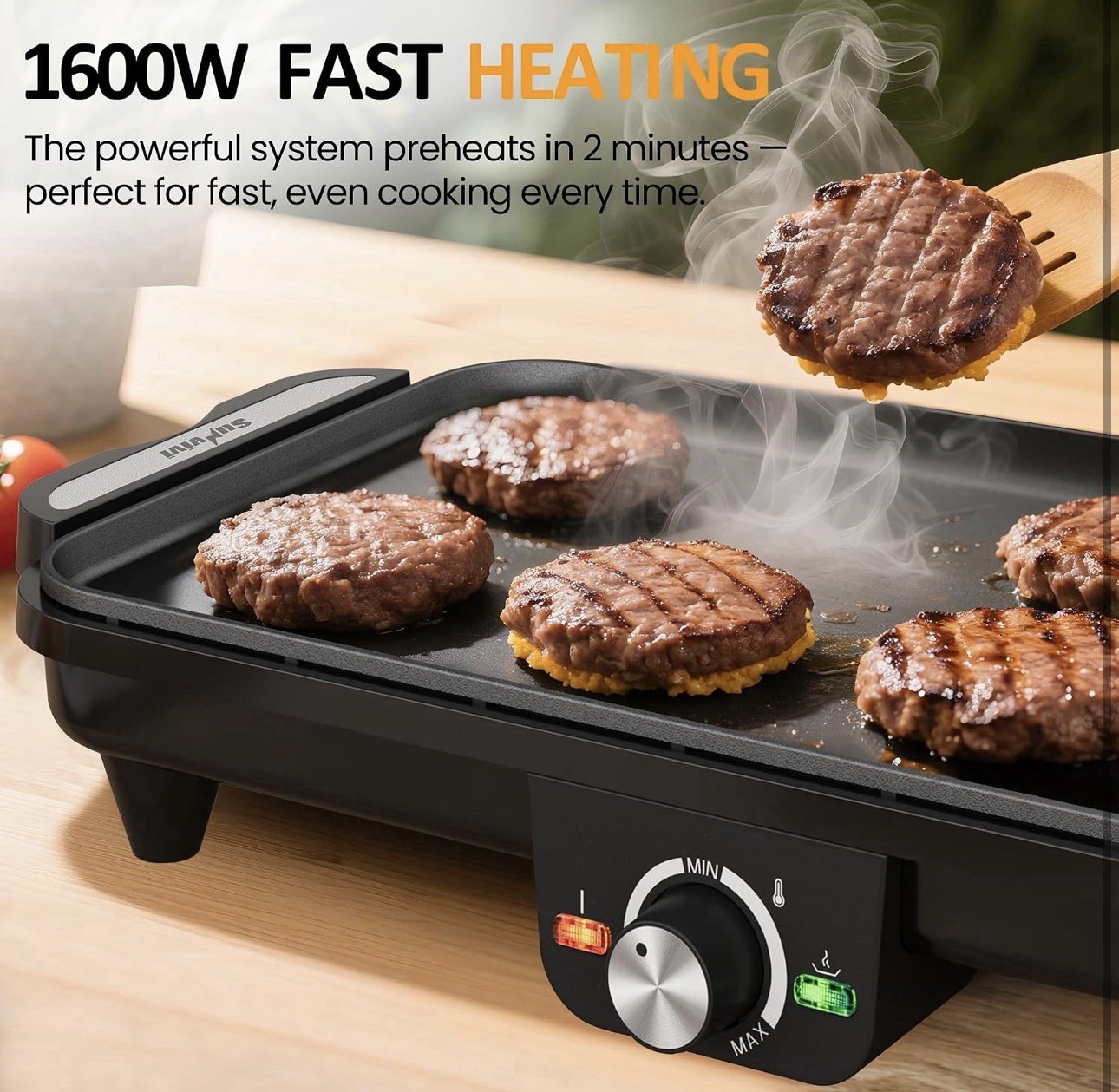 Sunvivi 38” Extra Large Electric Griddle – Foldable Grill Nonstick Plate, NEW!!