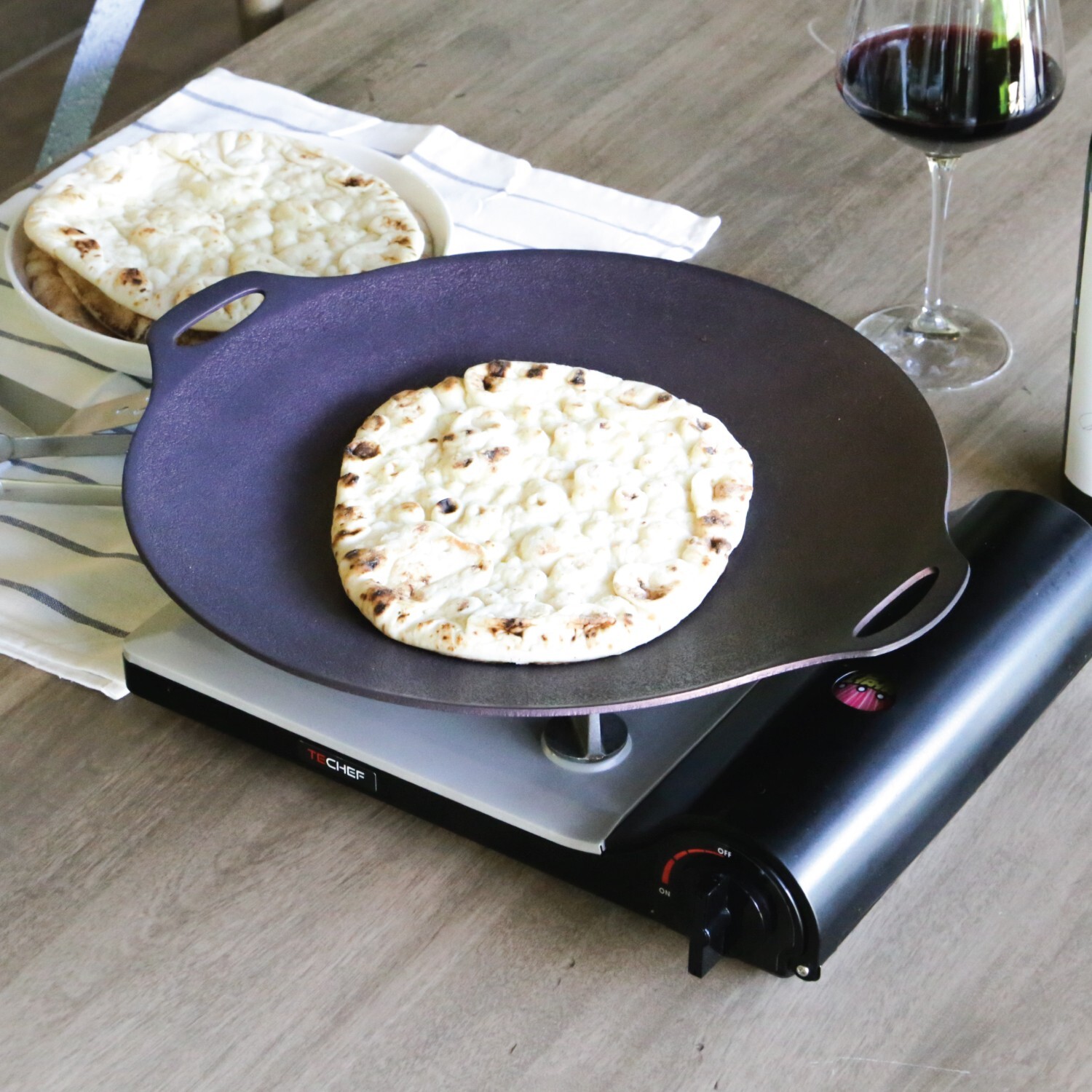 TECHEF – 14-inch Nonstick Round Griddle Grill Pan for Korean BBQ, Made in Korea